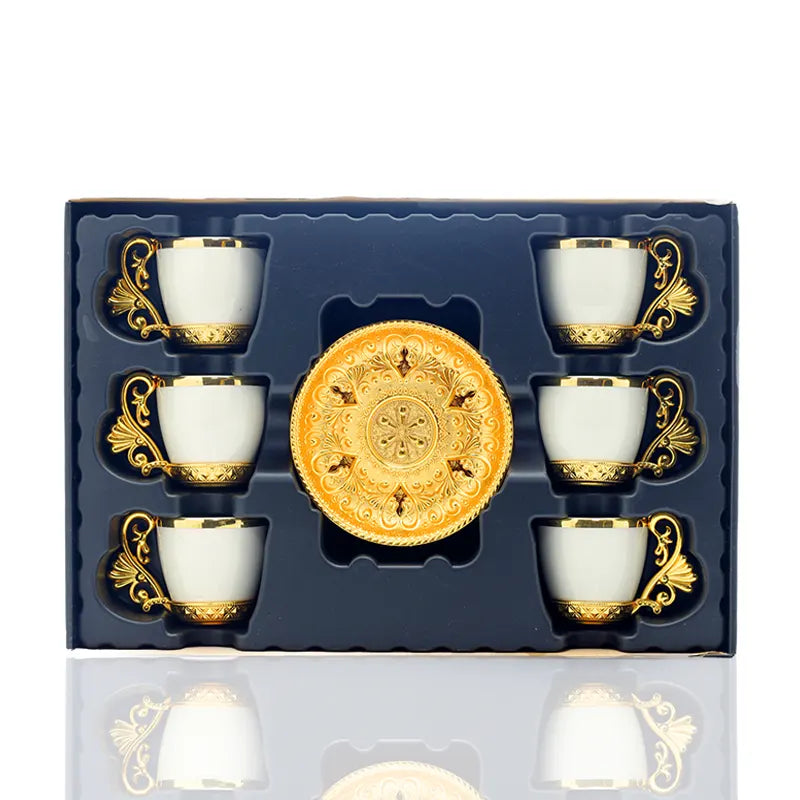 Six Piece Coffee Set White & Gold W/G.107