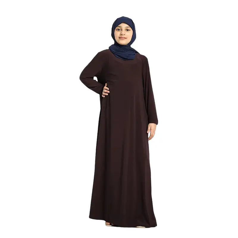 Girls Brown Jersey Abaya