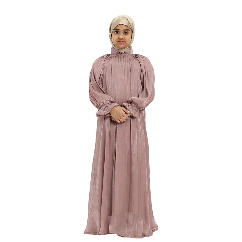 Girls Pink Organza Abaya 2025
