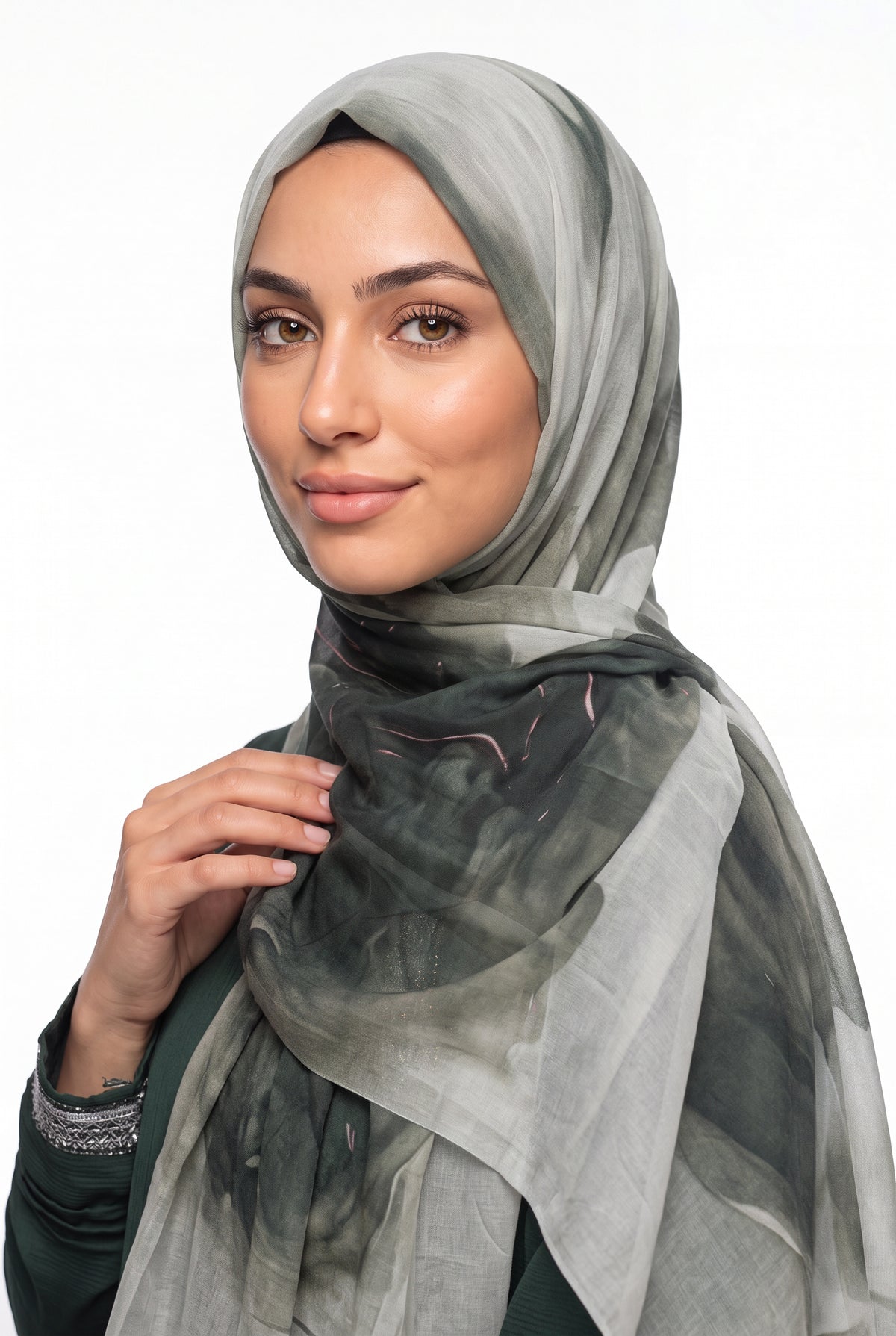 Watercolour Modal Hijab Sage & Grey