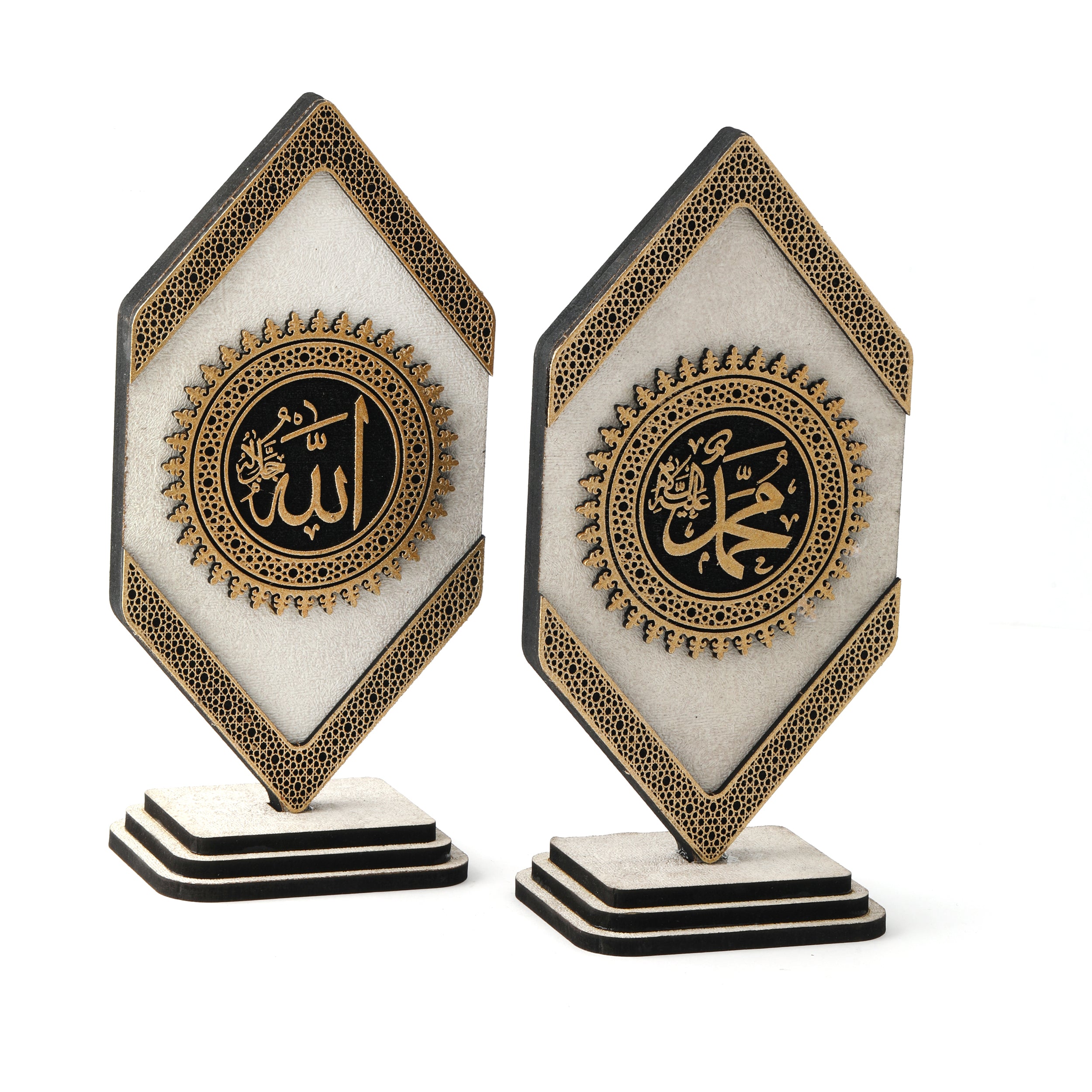 Hexagonal 0117 Allah & Muhammad Ornament Gold
