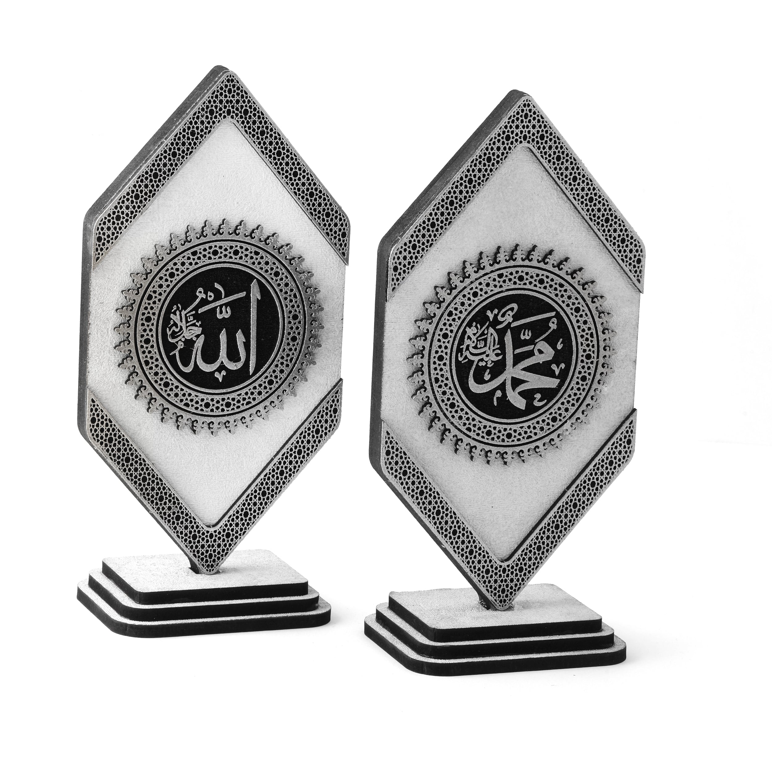 Hexagonal 0117 Allah & Muhammad Ornament Silver