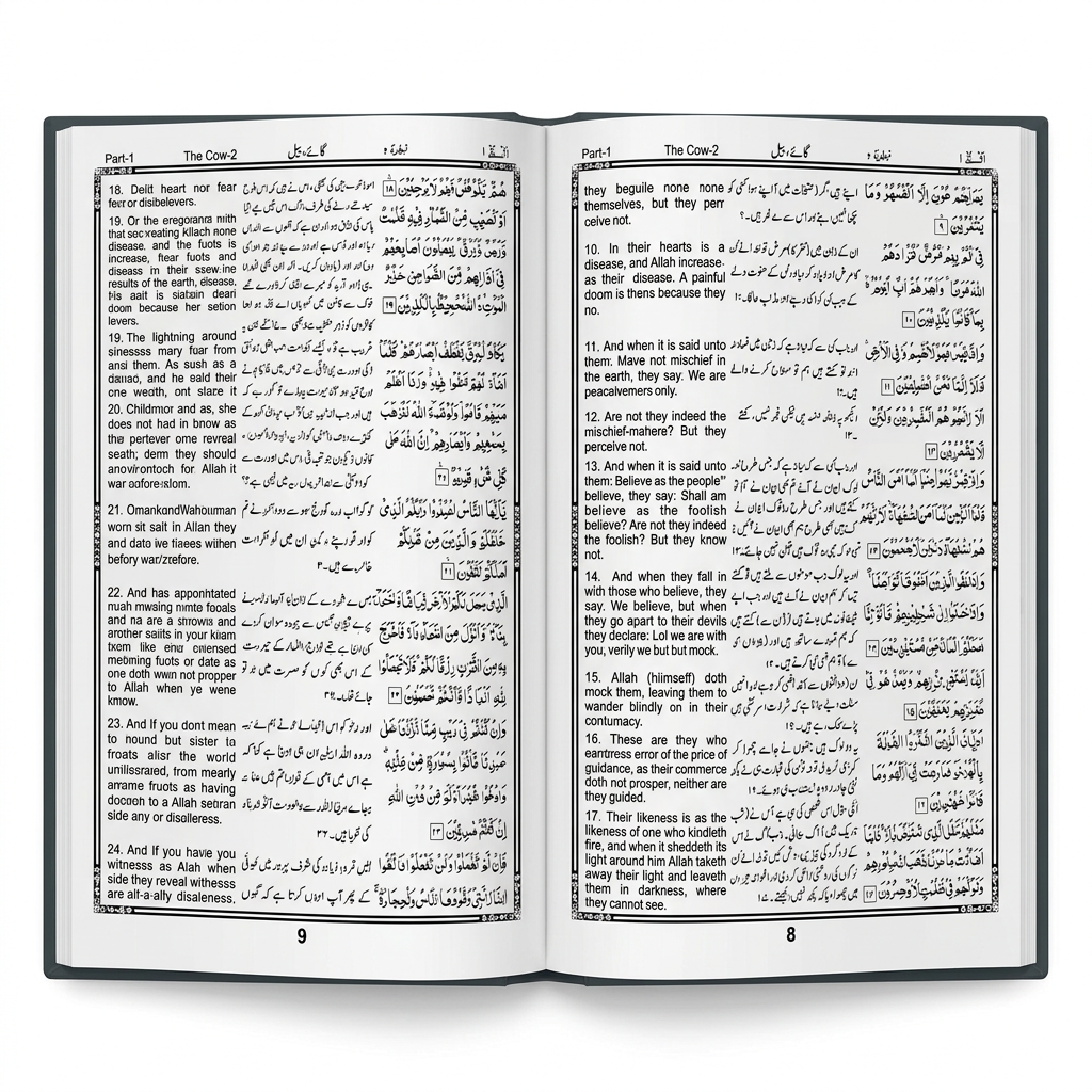Holy Quran with Urdu & English Translation Ref 8 - Black