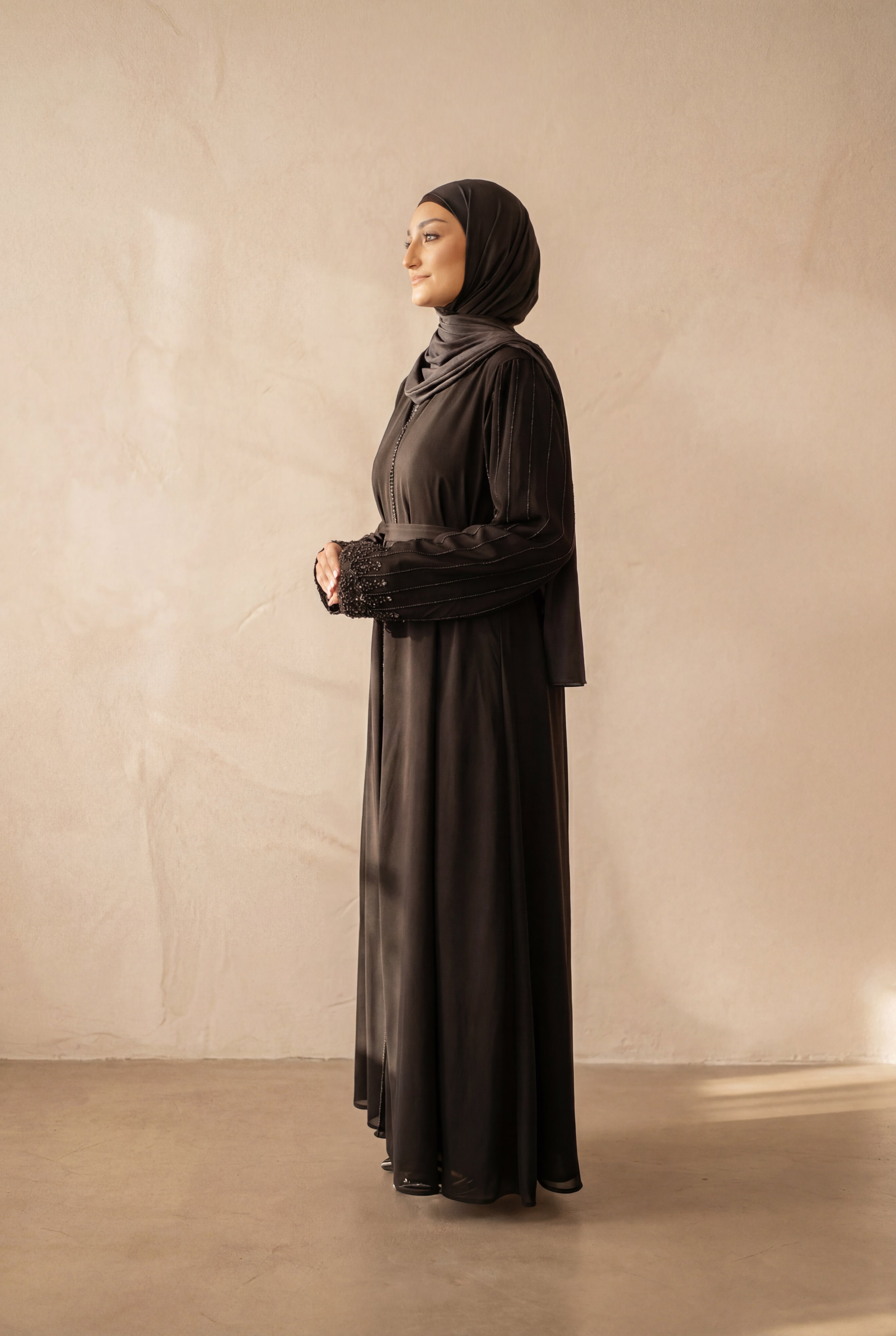 Royal Pearl Chiffon Kimono 6095 Black