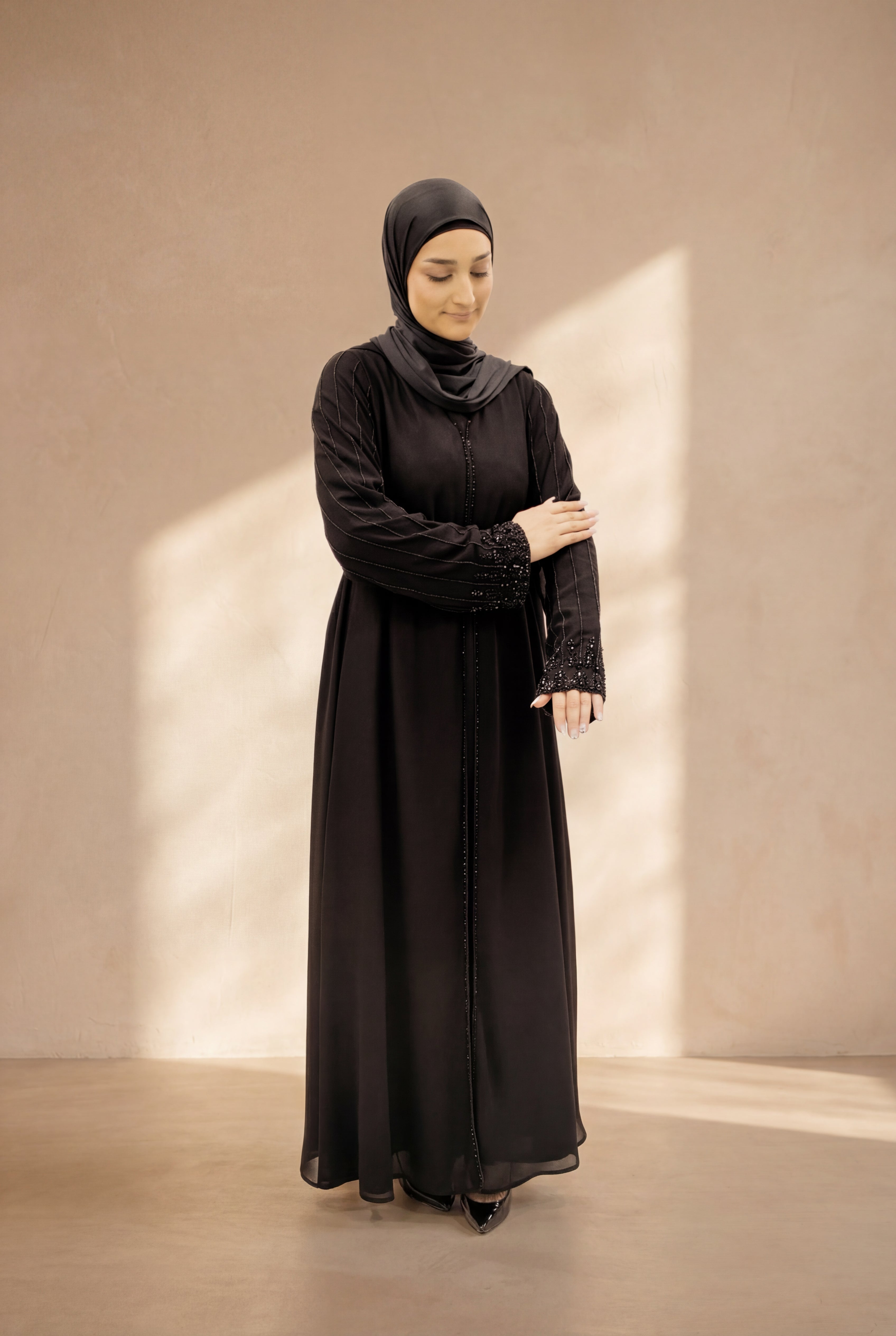 Royal Pearl Chiffon Kimono 6095 Black