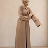 Satin Scattered Beaded Kimono 6076 Mocha