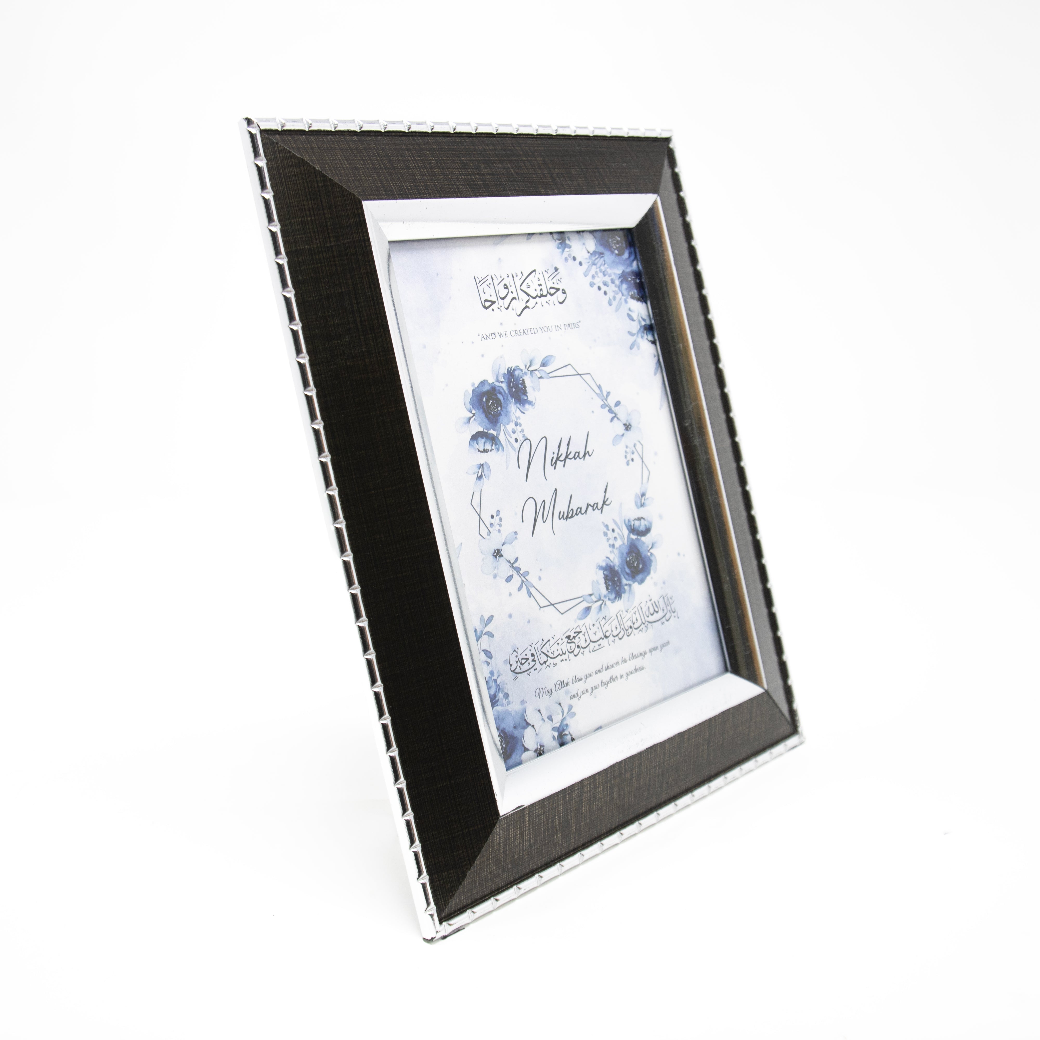 Nikah Mubarak Blue Rose Gift Frame Black