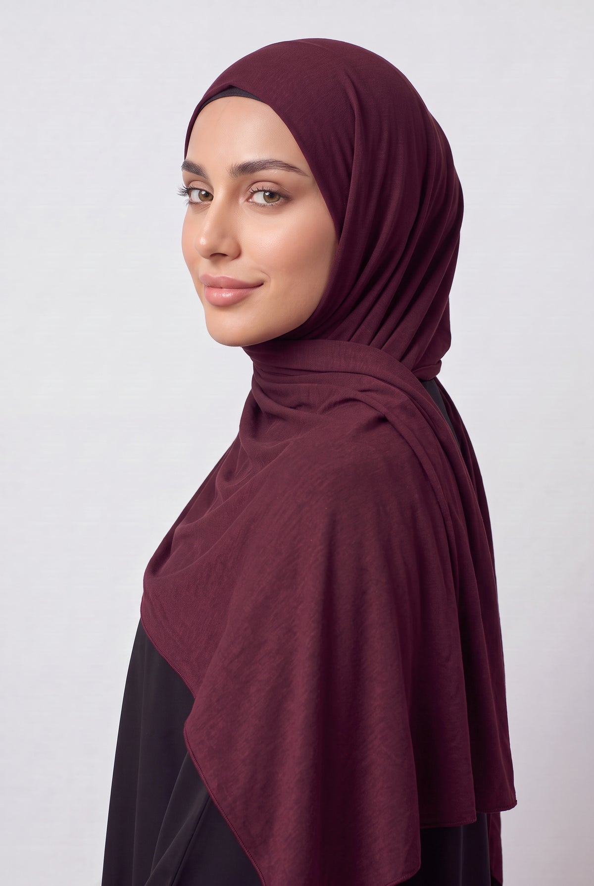 Elegant Jersey Hijab Burgundy Col 123