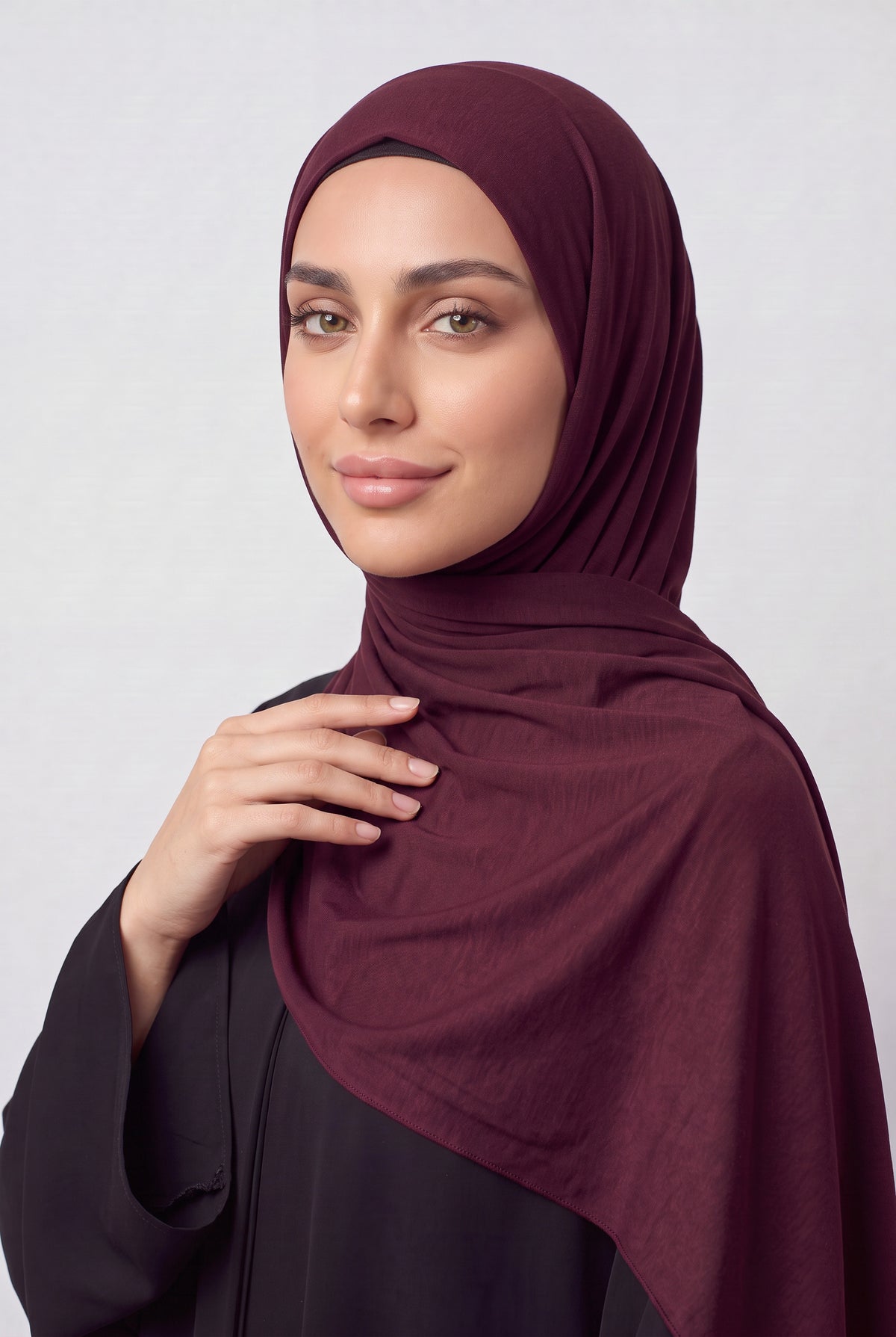 Elegant Jersey Hijab Burgundy Col 123