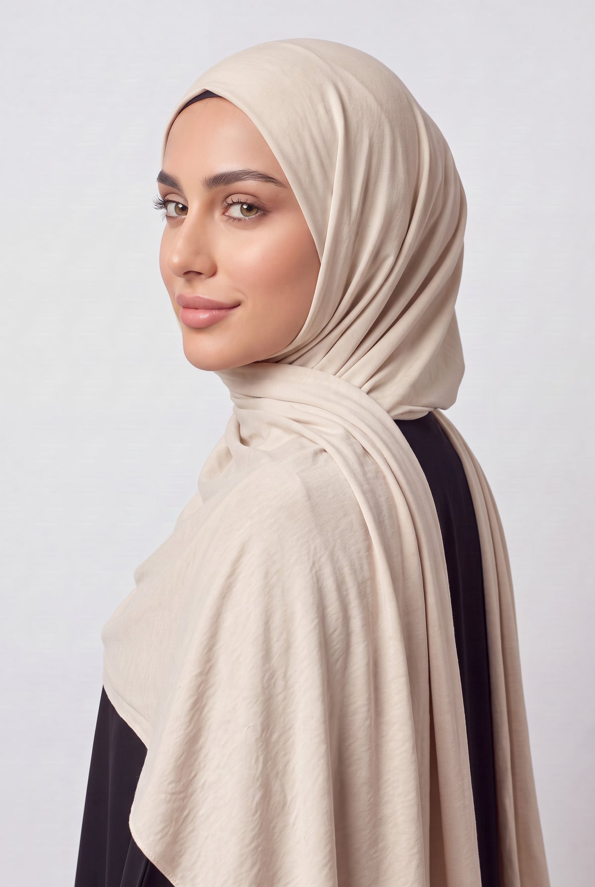 Elegant Jersey Hijab Cream Col 131