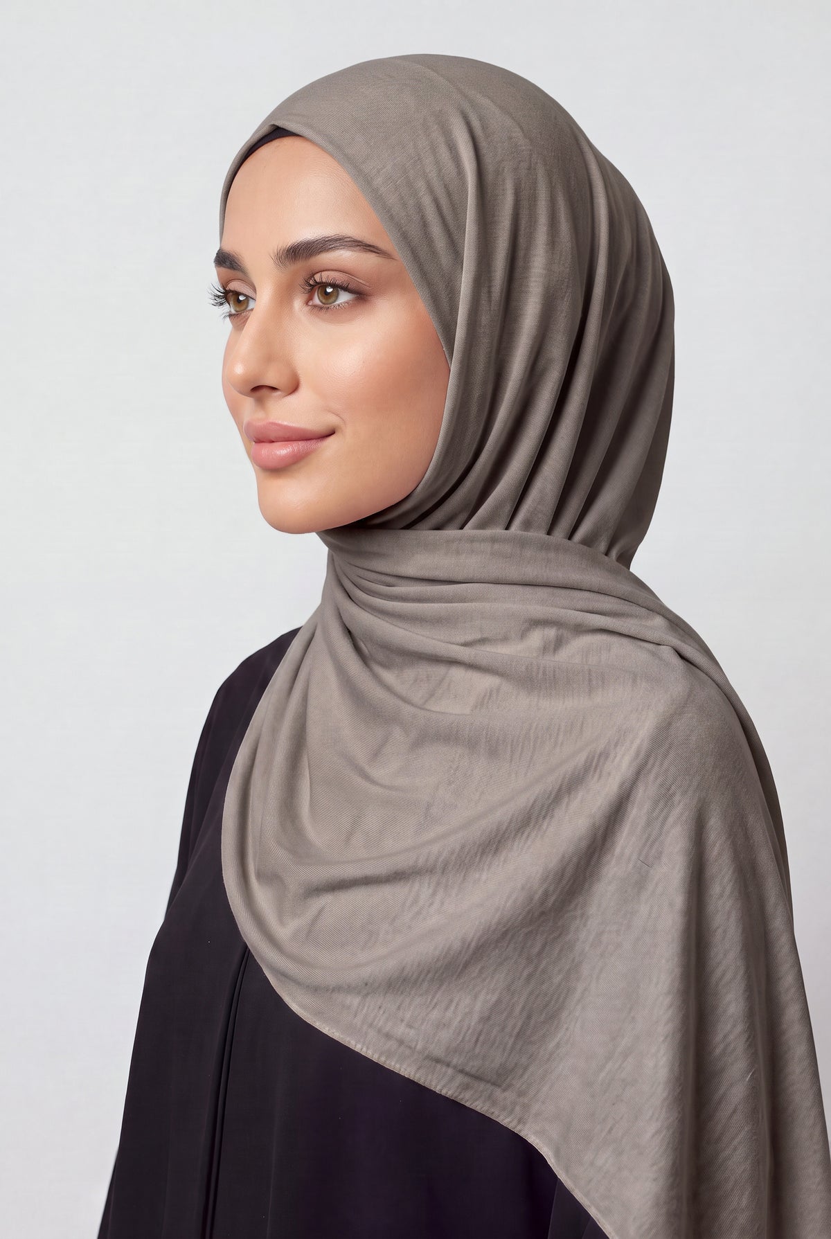 Elegant Jersey Hijab Grey Taupe Col 137