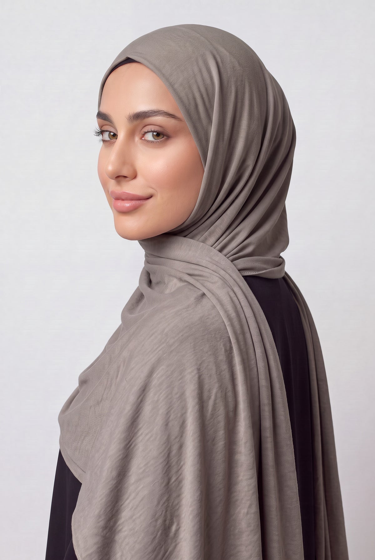 Elegant Jersey Hijab Grey Taupe Col 137
