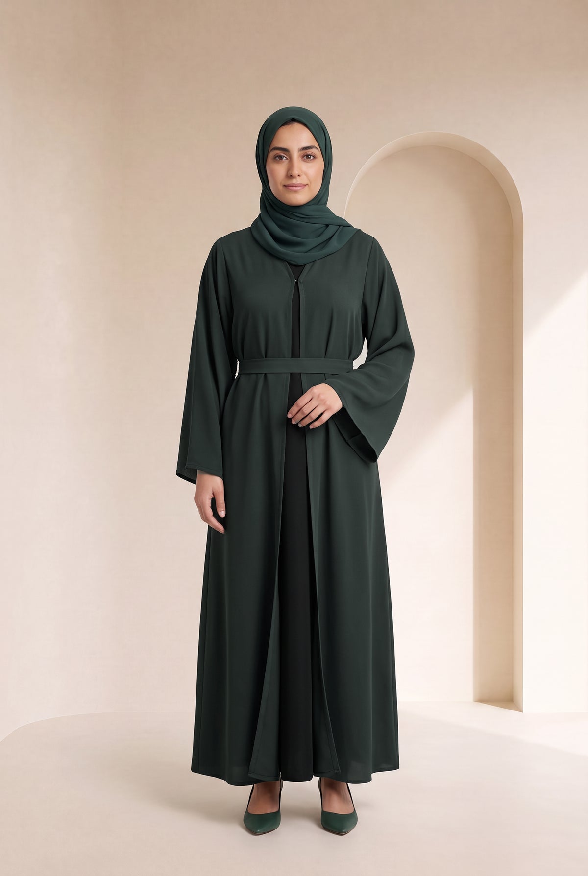 Belted Nida Kimono Dark Green