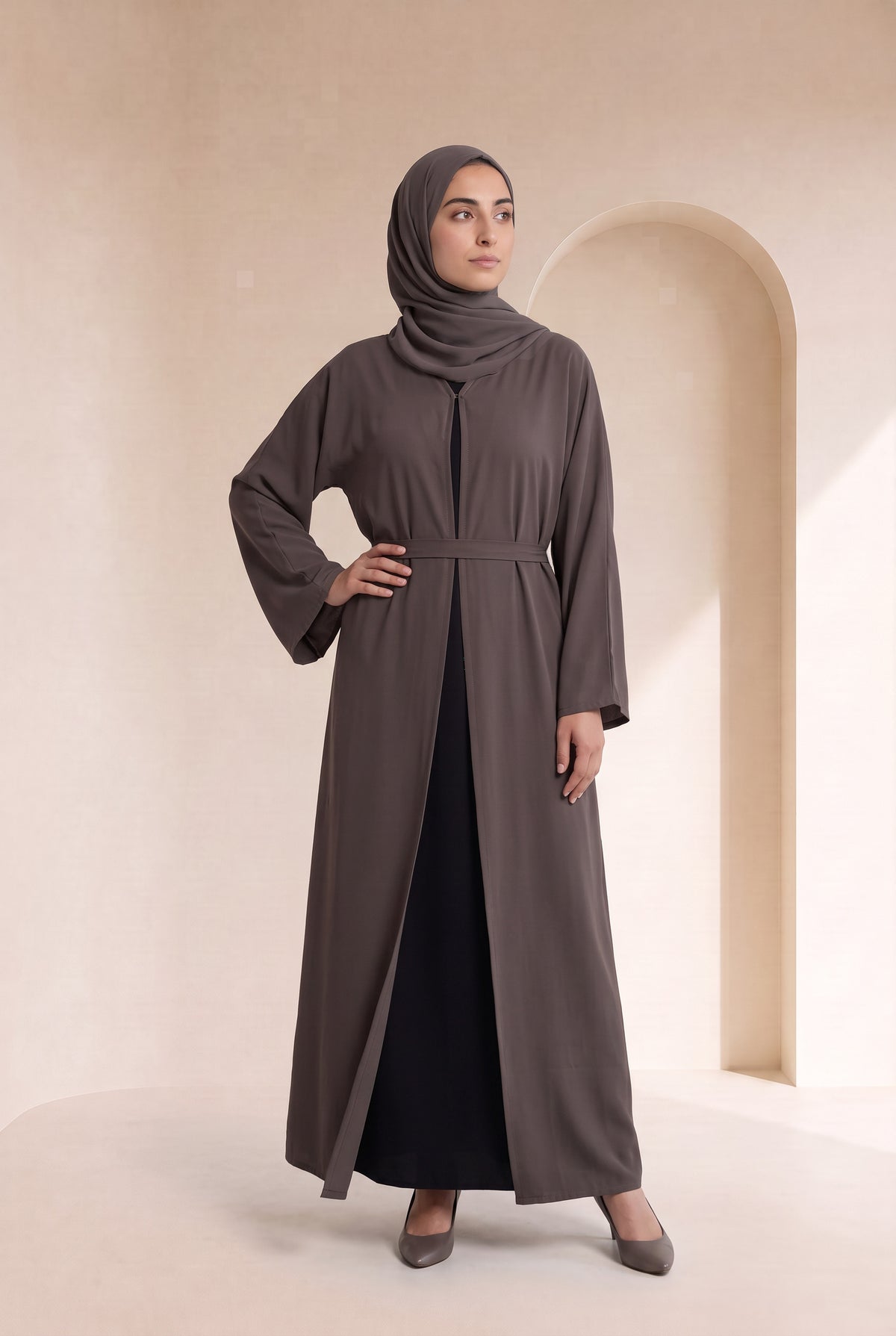 Belted Nida Kimono Charcoal