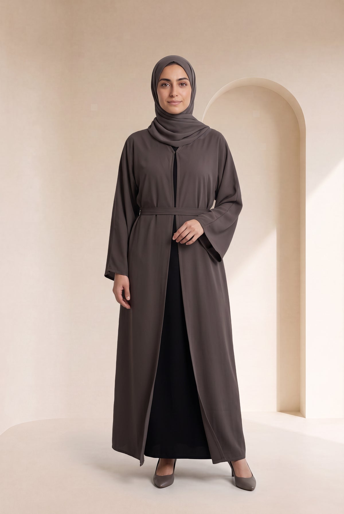 Belted Nida Kimono Charcoal