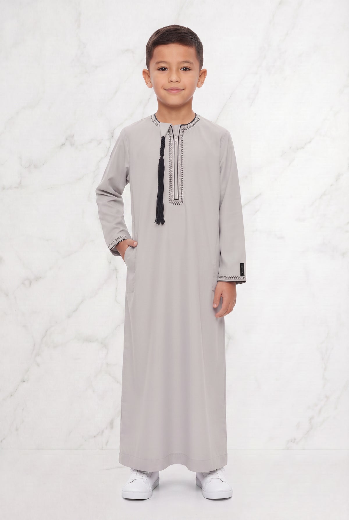 Boys Omani Tasselled Thobe Oat 104 Col 8
