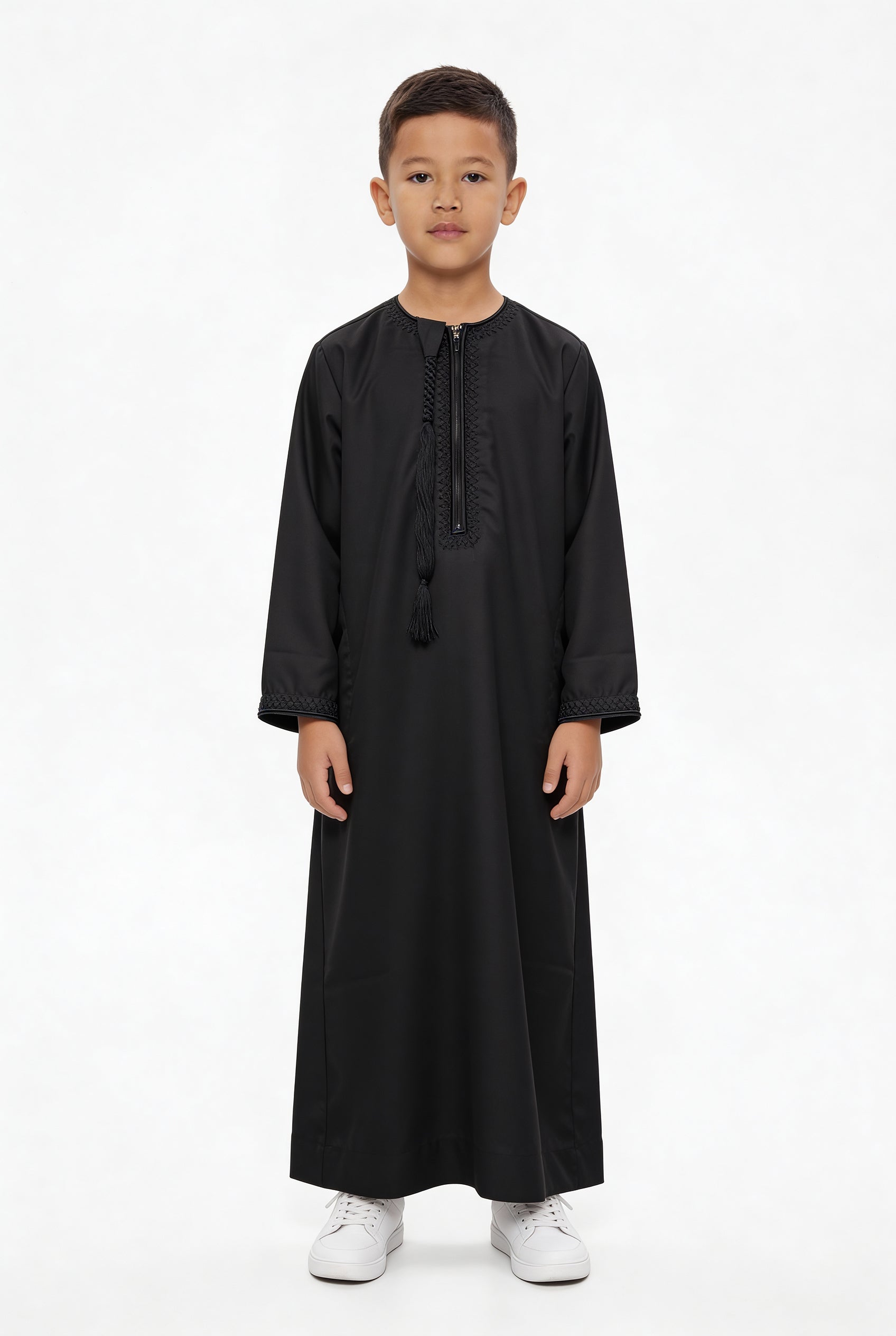 Boys Omani Tasselled Thobe Black 105 Col 10