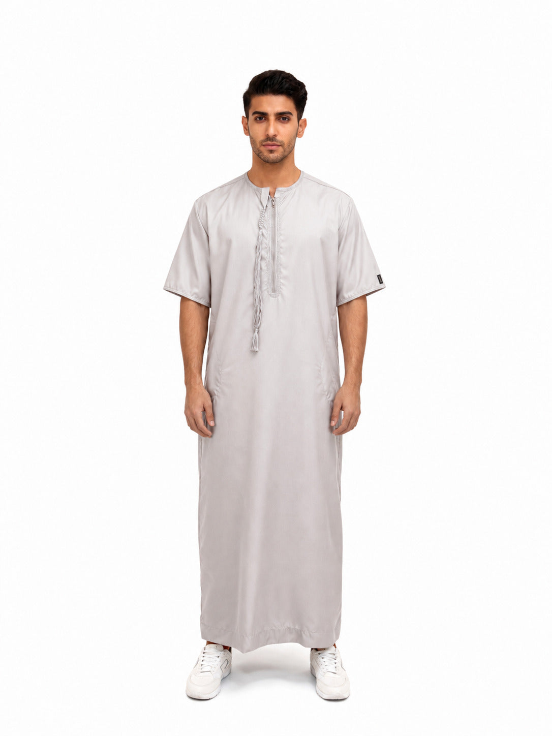 Tasselled Short Sleeve Thobe Stone 103 Col 1