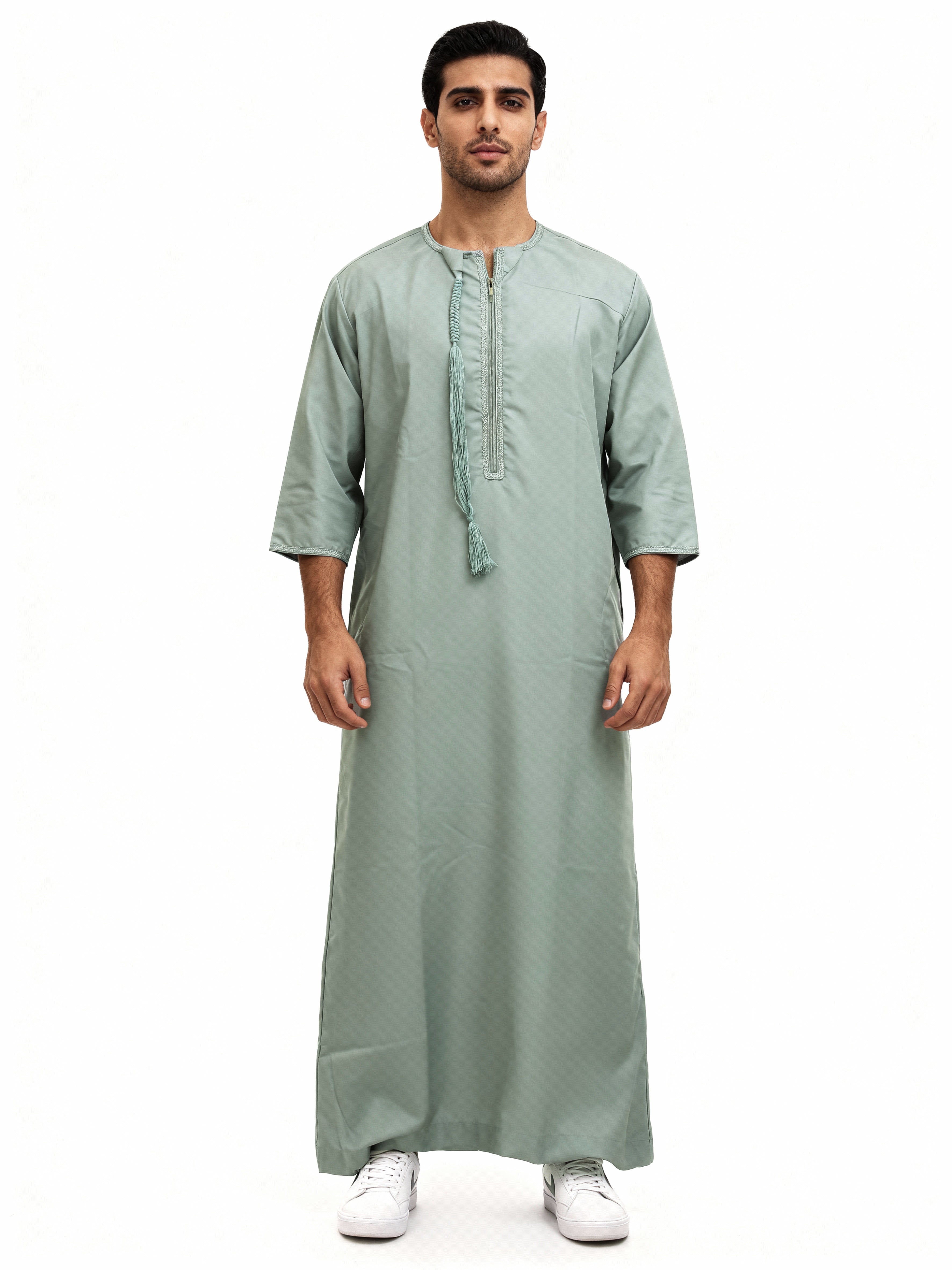 Tasselled Short Sleeve Thobe Mint 103 Col 14