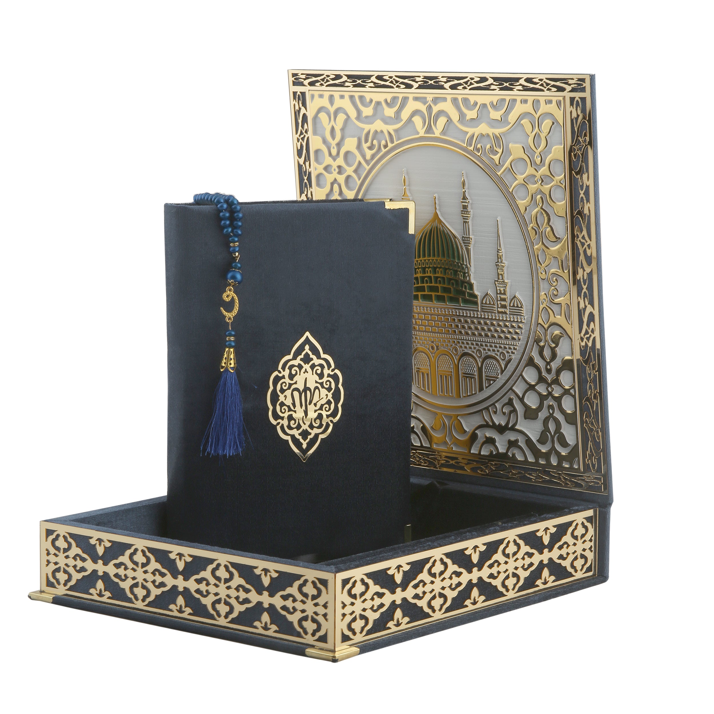 Lavish Kabah And Madinah Quran Gift Set 1057 Navy