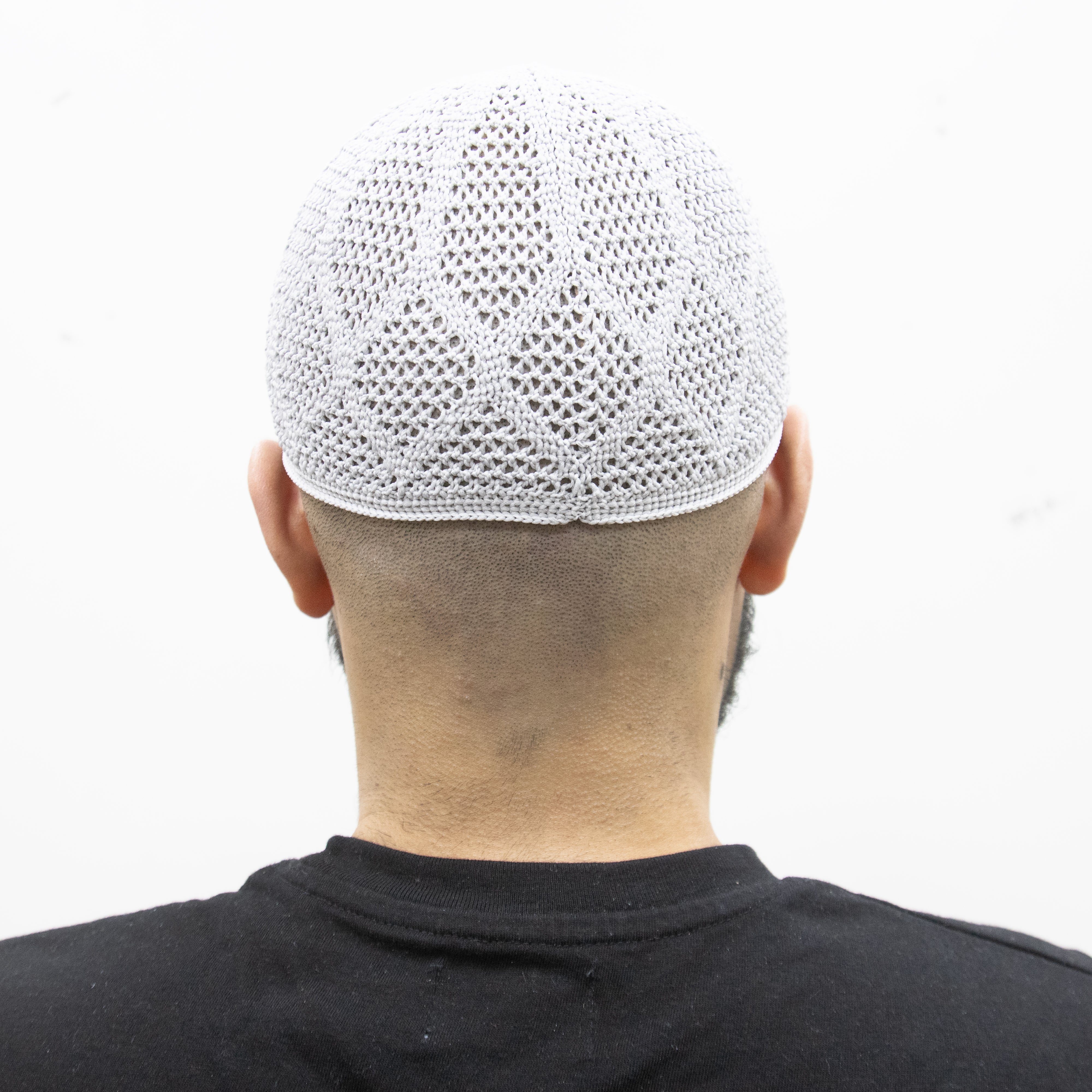 Mens Prayer Knitted Hat Light Grey