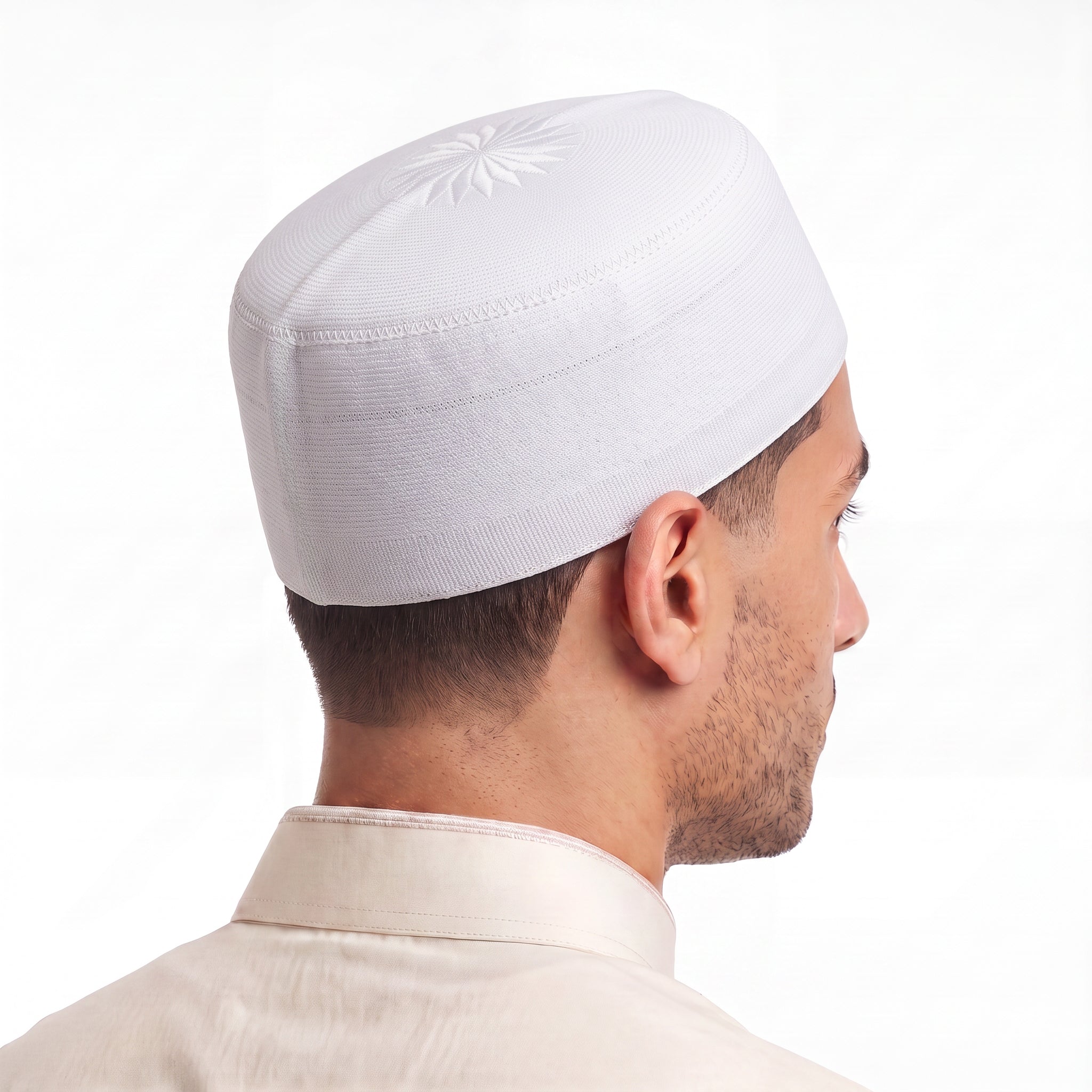 Starburst Knit Prayer Hat White