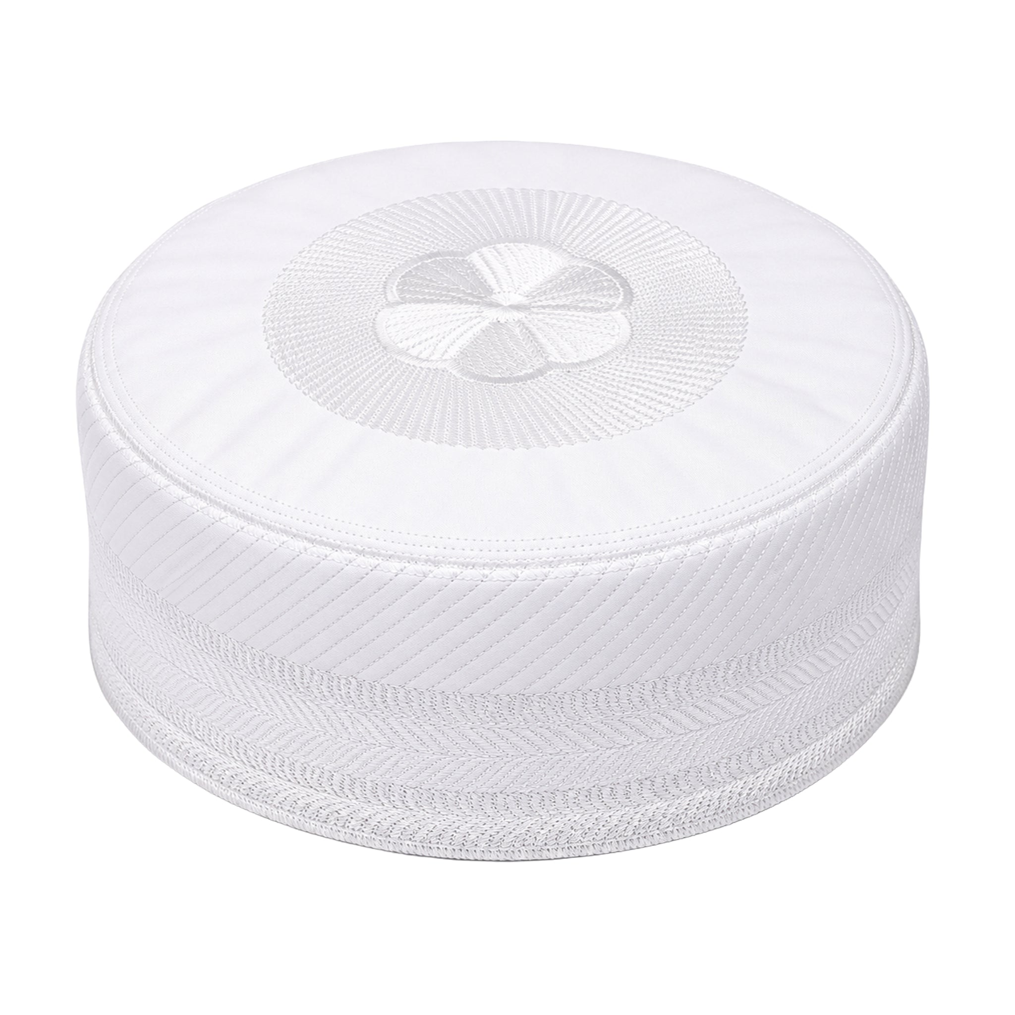 Floral Medallion Prayer Hat White