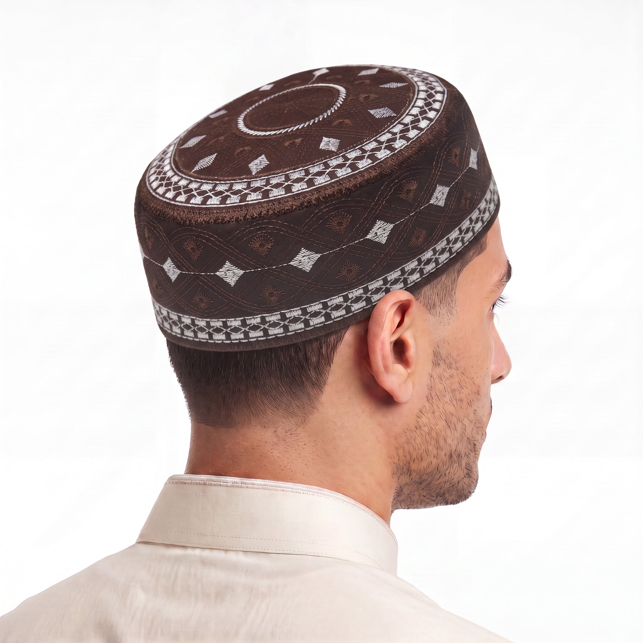 Diamond Wave Pattern Prayer Hat Brown