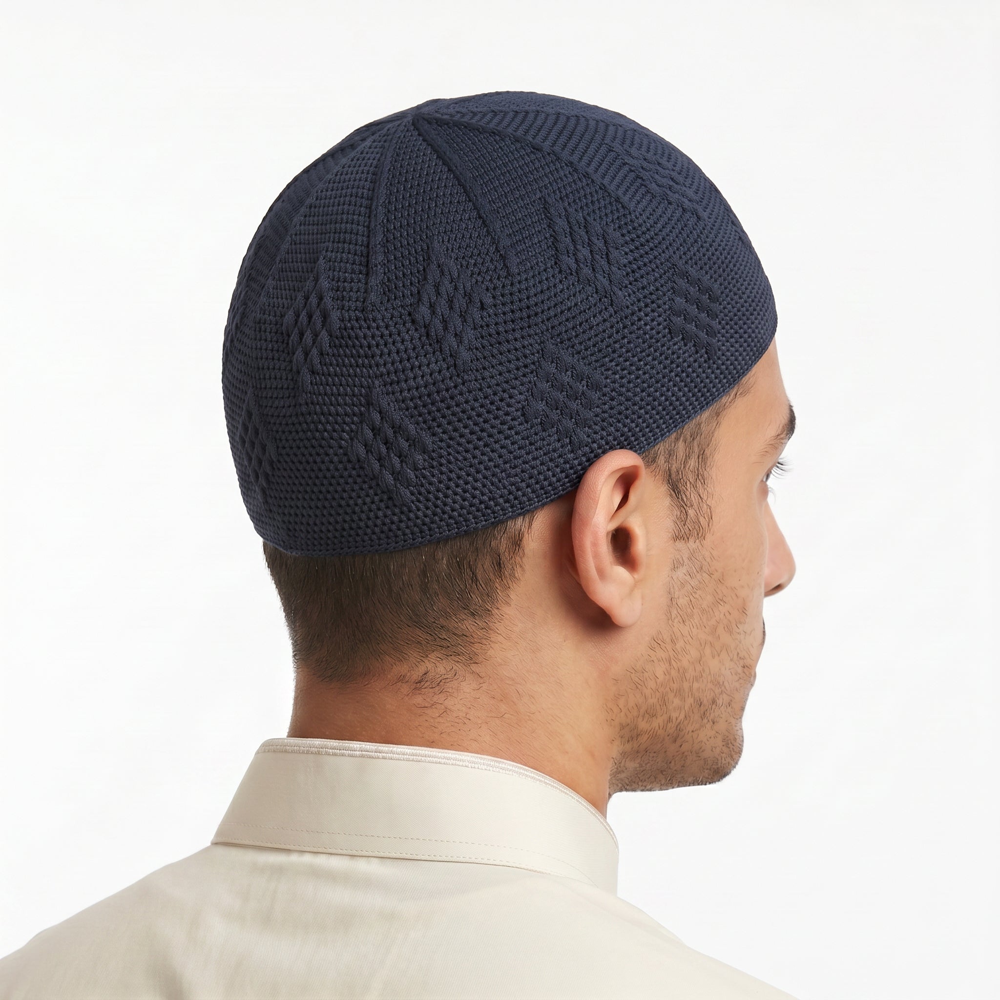 Deluxe Detailed Men's Prayer Hat Navy