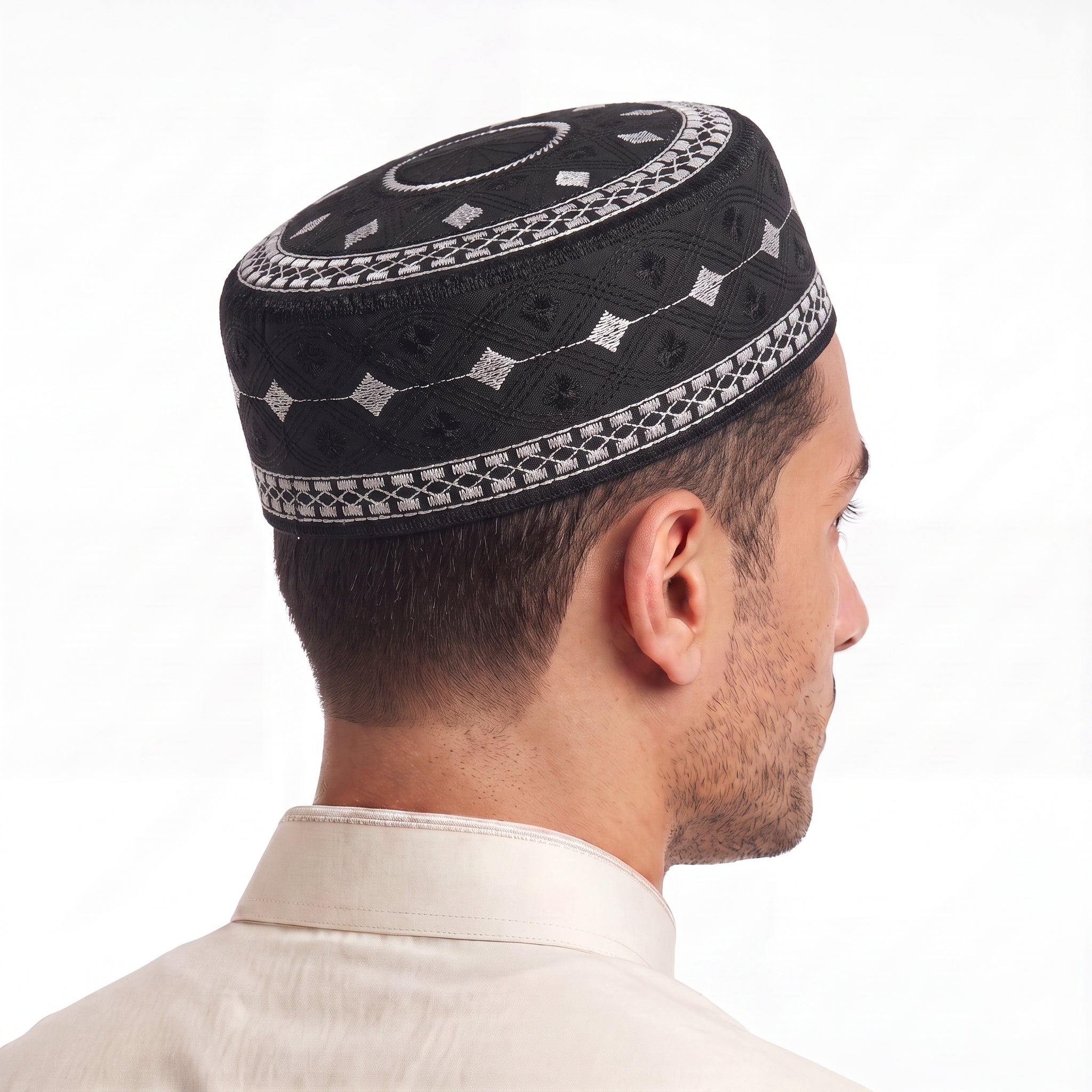 Diamond Wave Pattern Prayer Hat Black