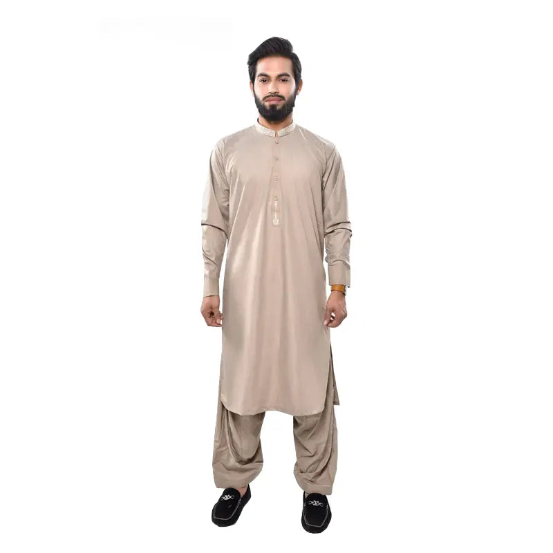Men's Beige Shalwar Kameez 946-6