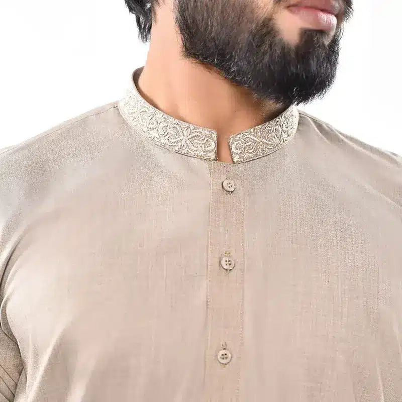 Men's Beige Shalwar Kameez 946-6