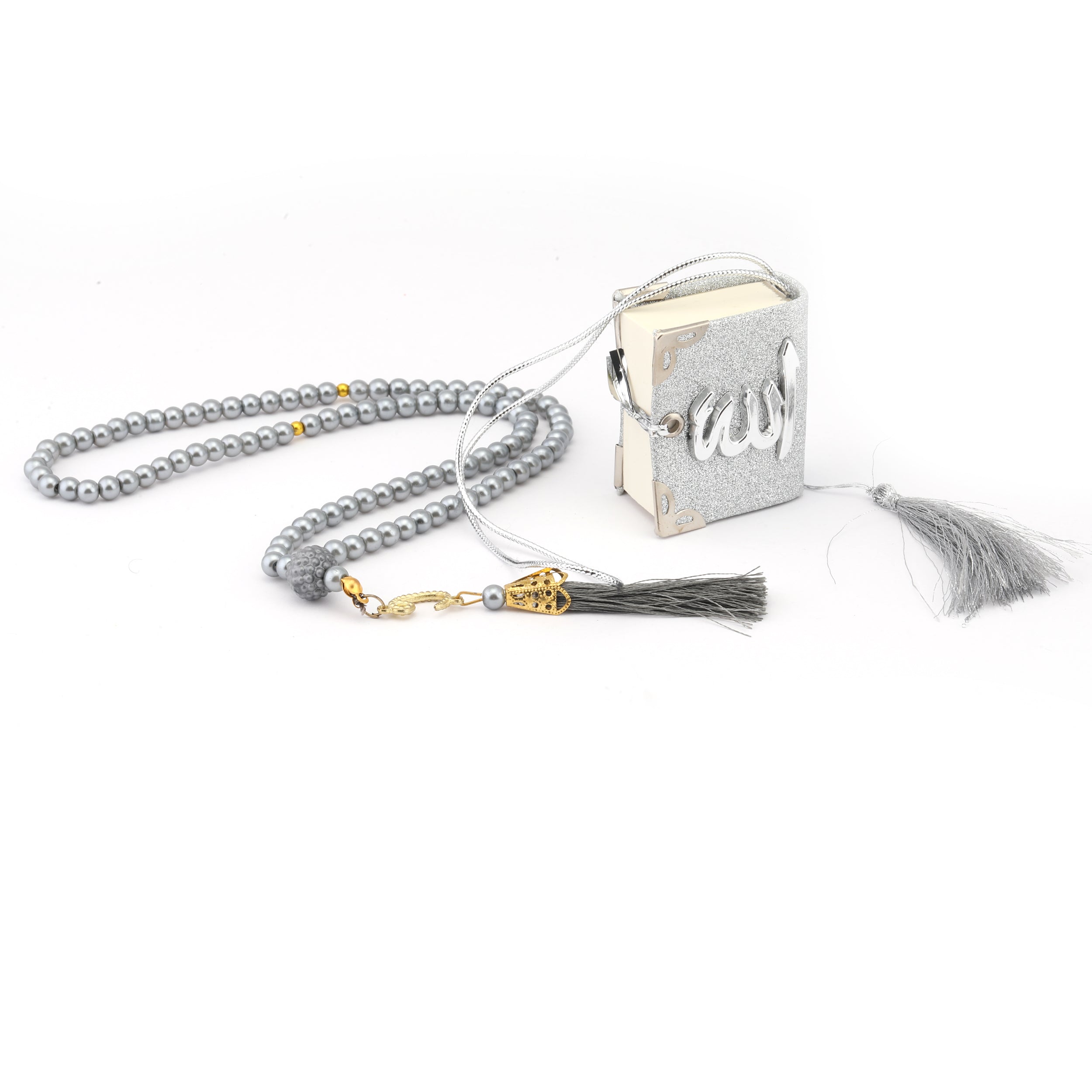 Mini Quran Hanger & 100 Bead Tasbih Gift Set Grey 0944