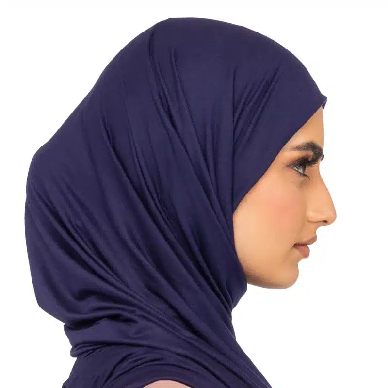 Elegant Jersey Hijab Navy Blue 129