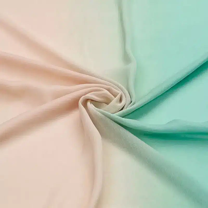 Ombre Silk Mint & Cream Chiffon Hijab