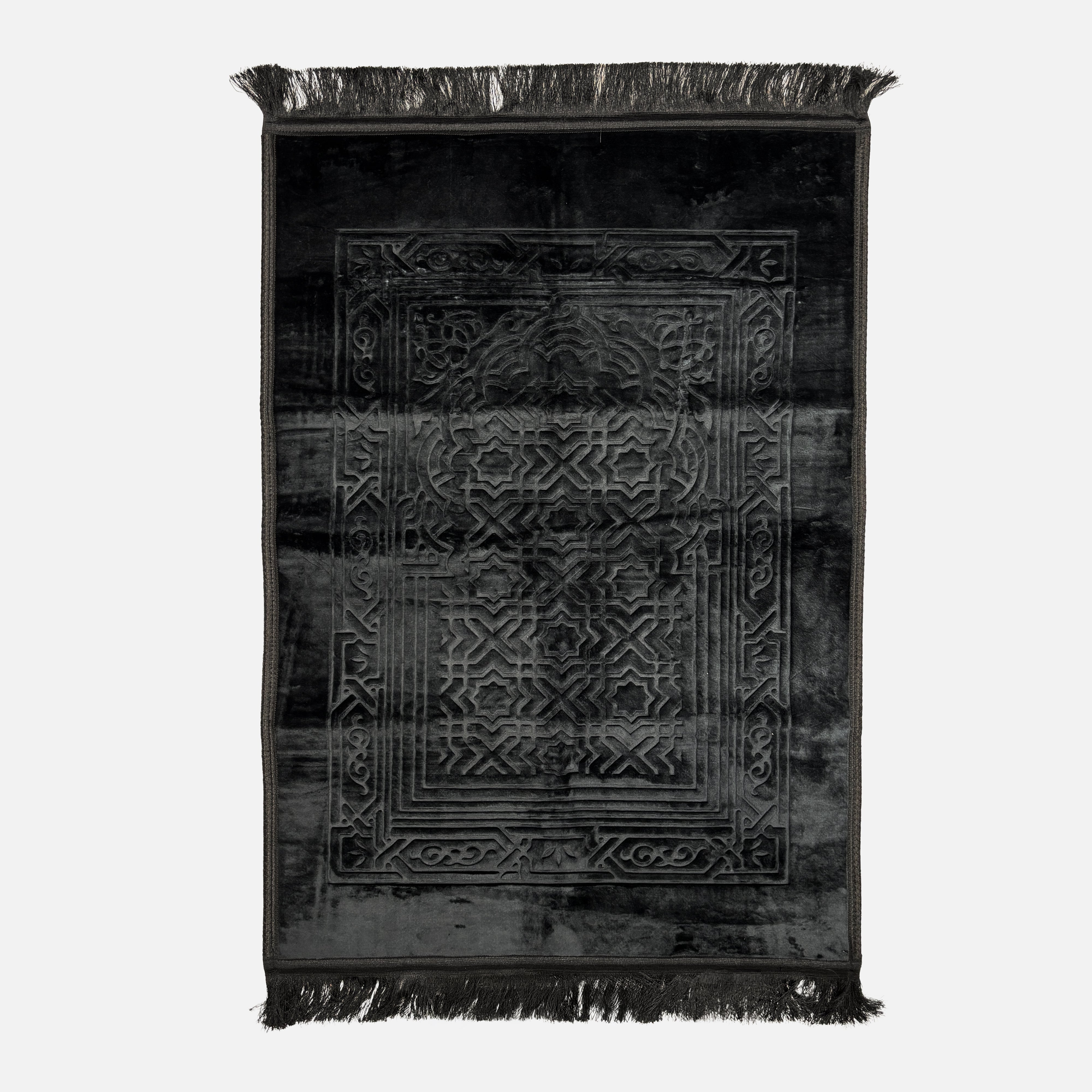 Velvet Brushed Plain Prayer Mat Black