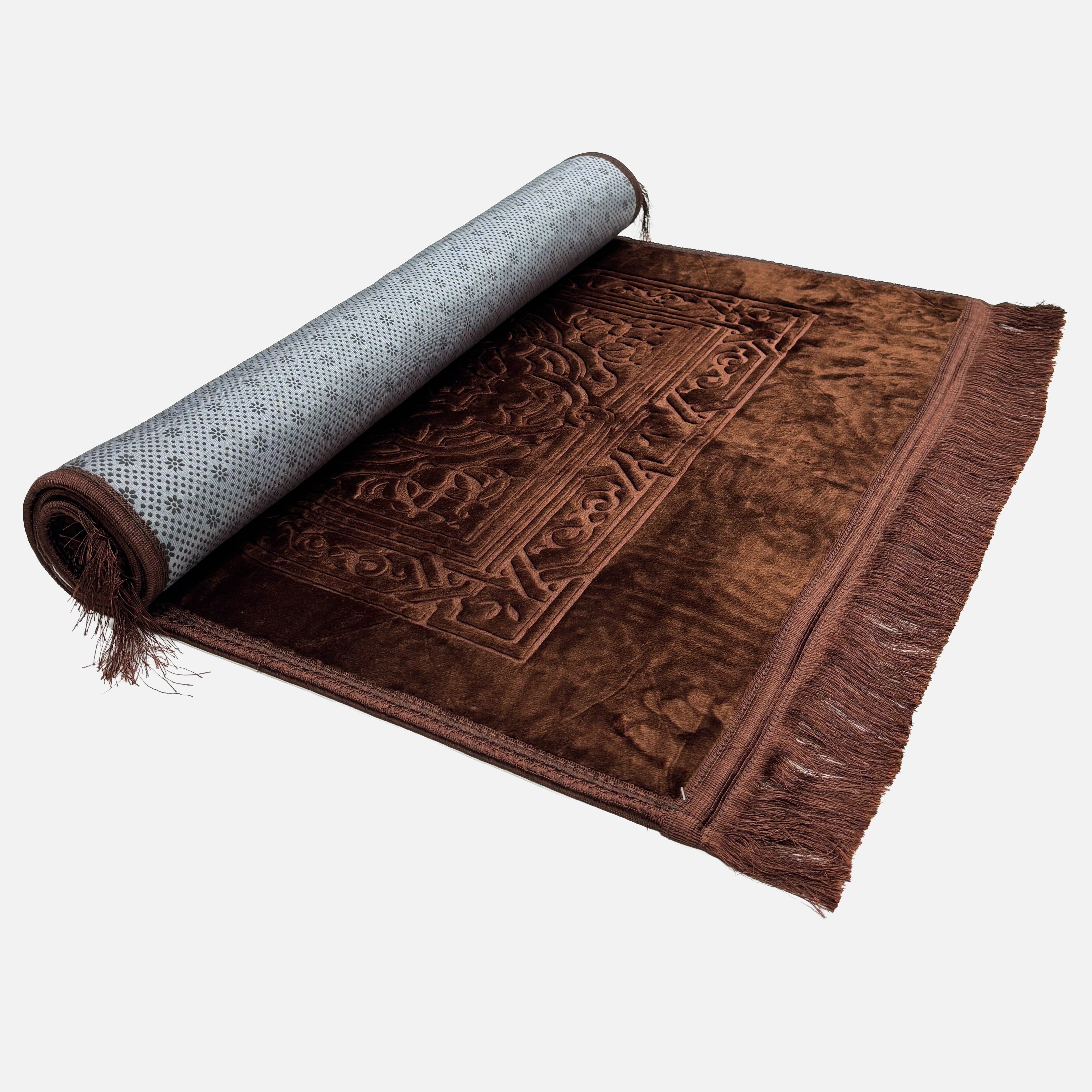 Velvet Brushed Plain Prayer Mat Brown