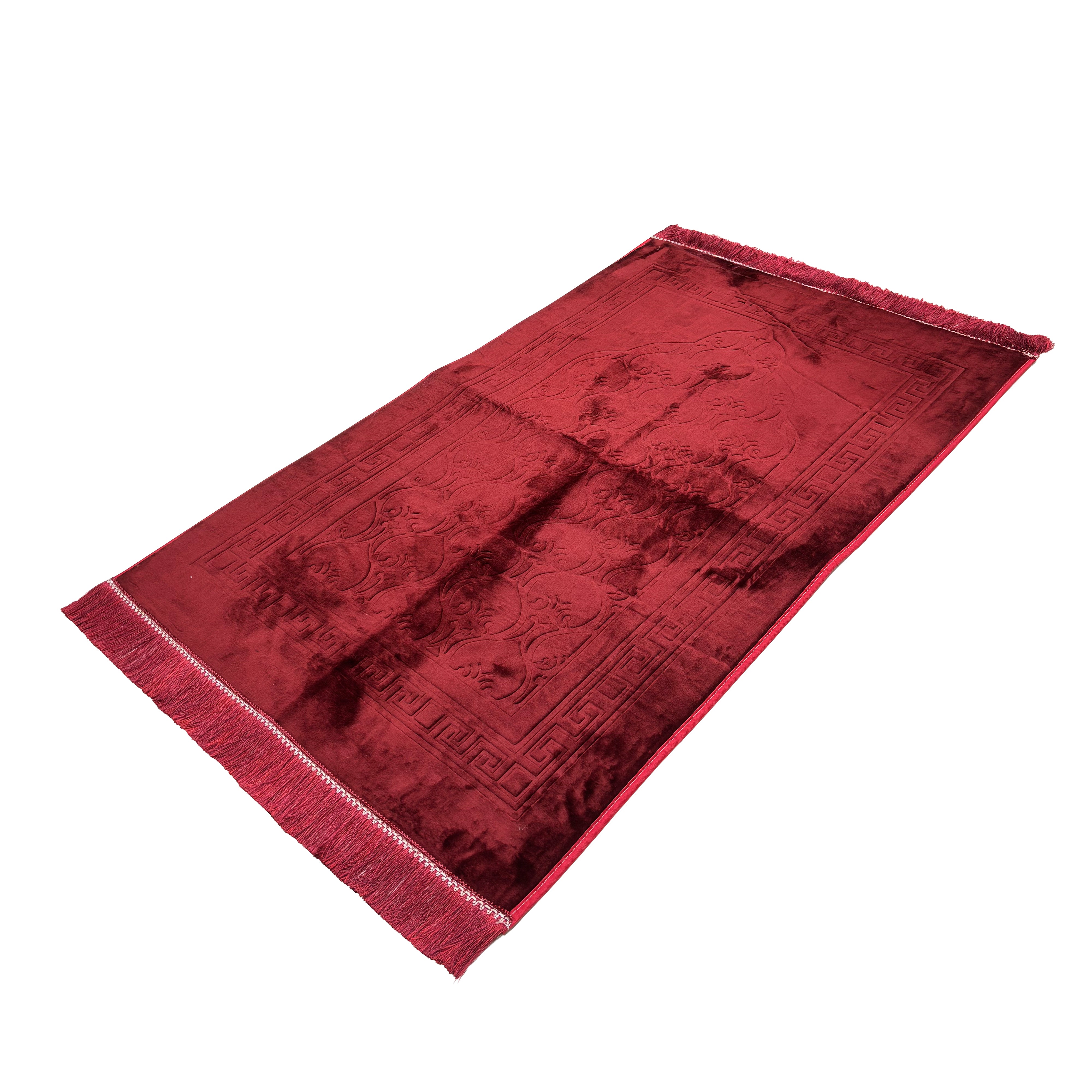 Premium Plain Velvet Brushed Prayer Mat Red