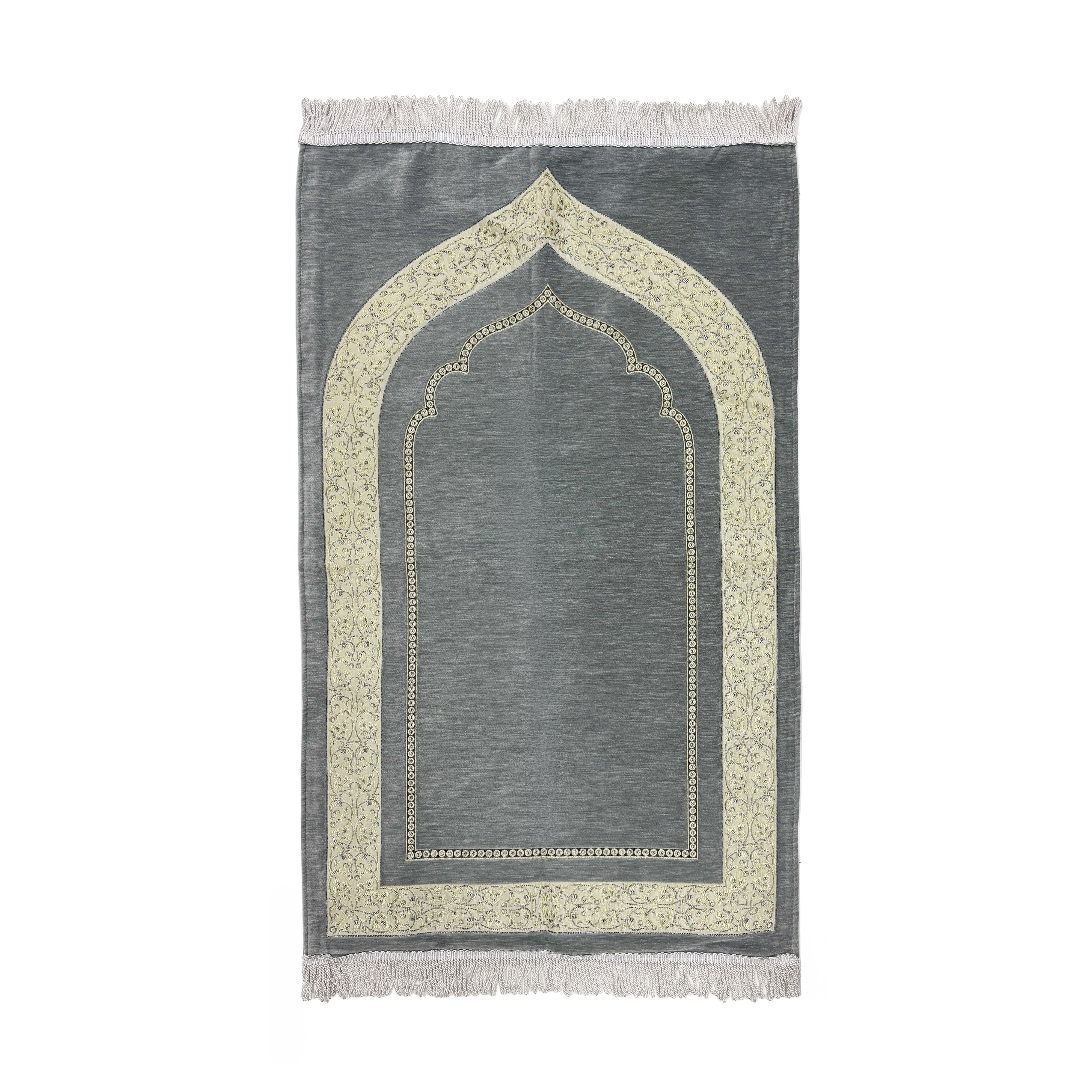 Luxury Chenille Asel Prayer Mat Grey 11104-9