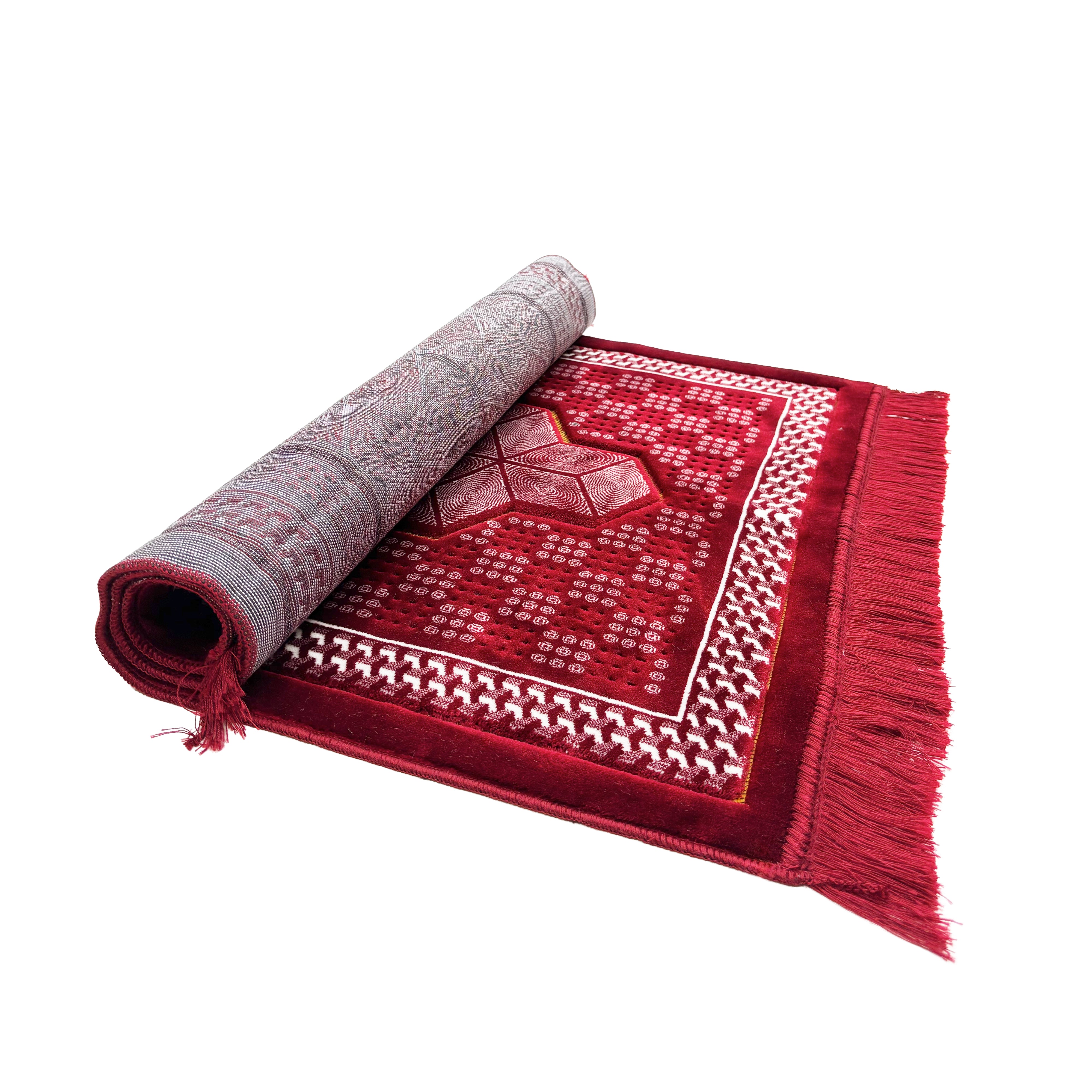 Red Traditional Print Prayer Mat