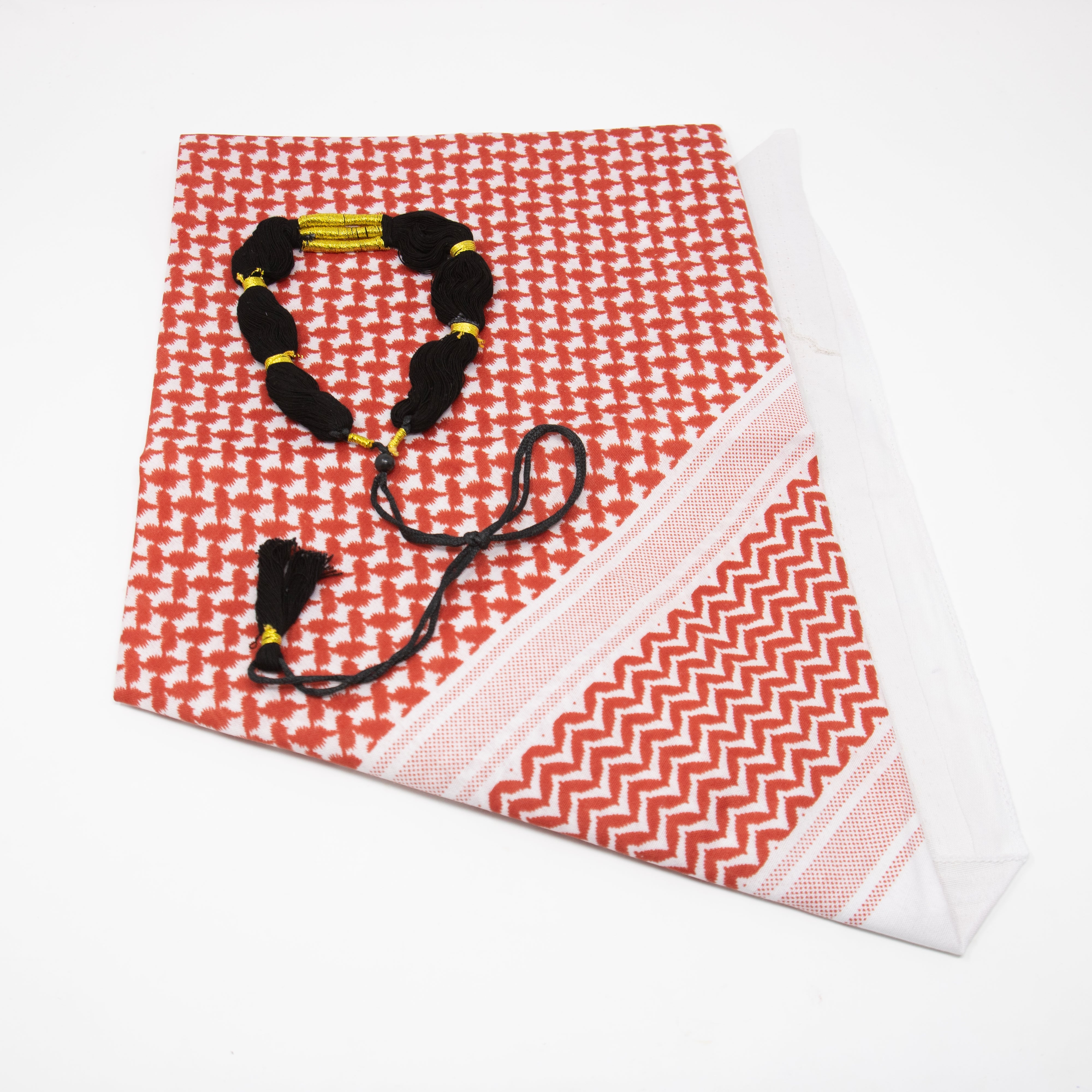 Kids Red & White Shemagh With Black Tassel