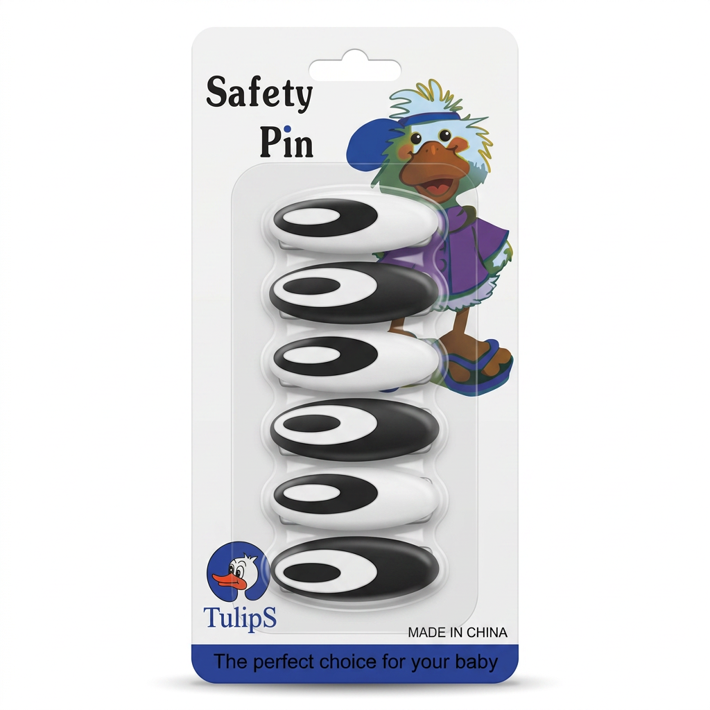 Safety Pins - Black & White - 6 Pack