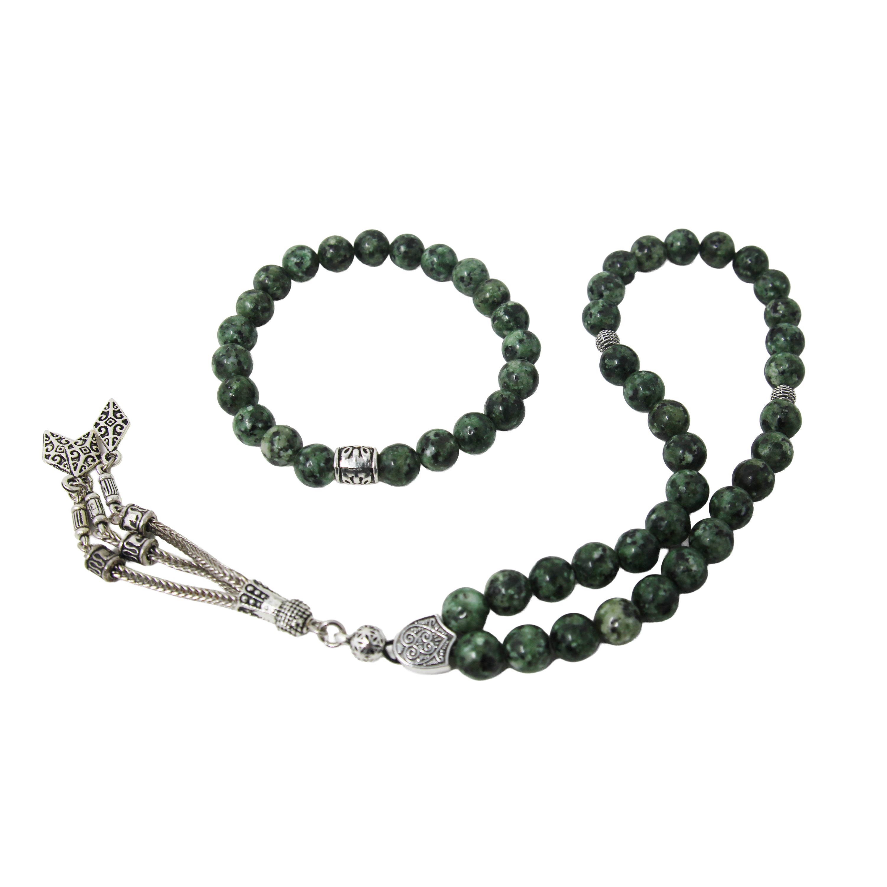 Unisex Bracelet And Tasbih Gift Set Green 5628