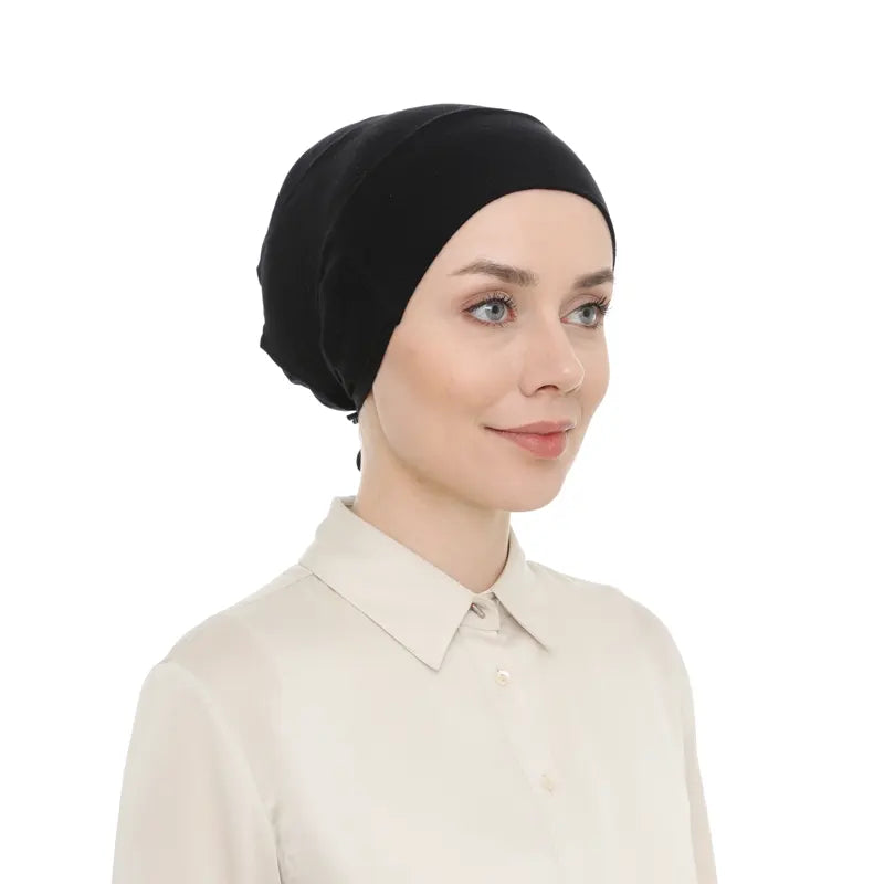 Women's Tieback Hijab Black Undercap