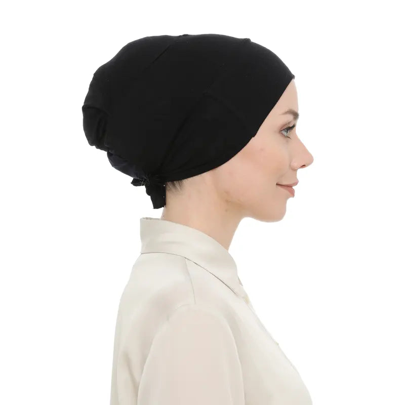 Women's Tieback Hijab Black Undercap