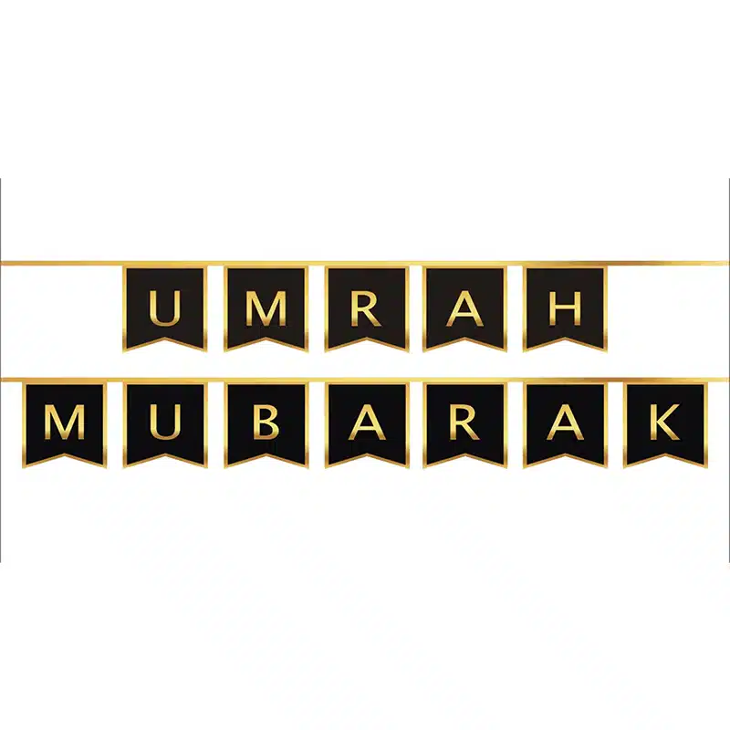 Black & Gold Umrah Mubarak 12 Bunting Flags