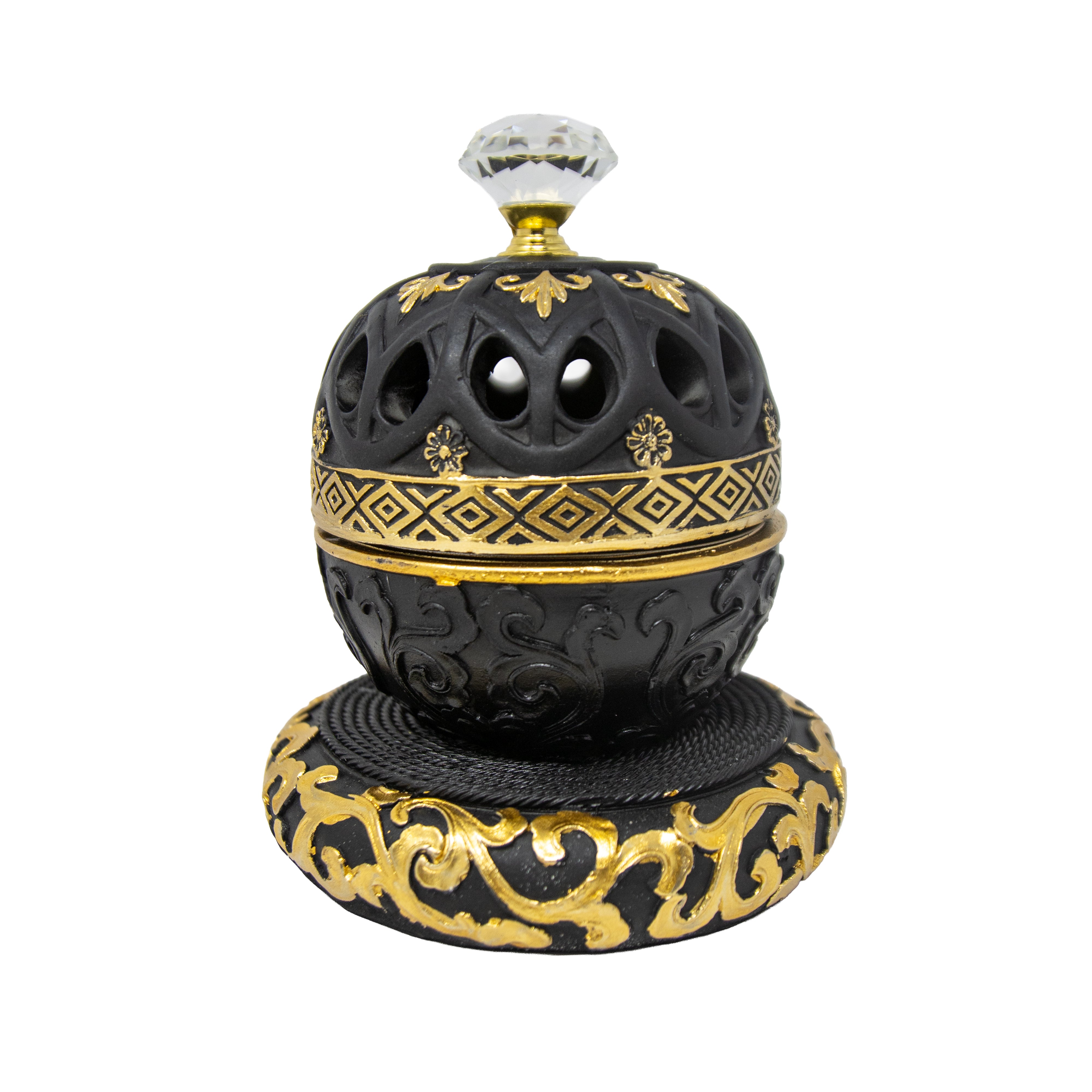 Black & Gold Bowl Dome Bakhoor Burner 10141 A