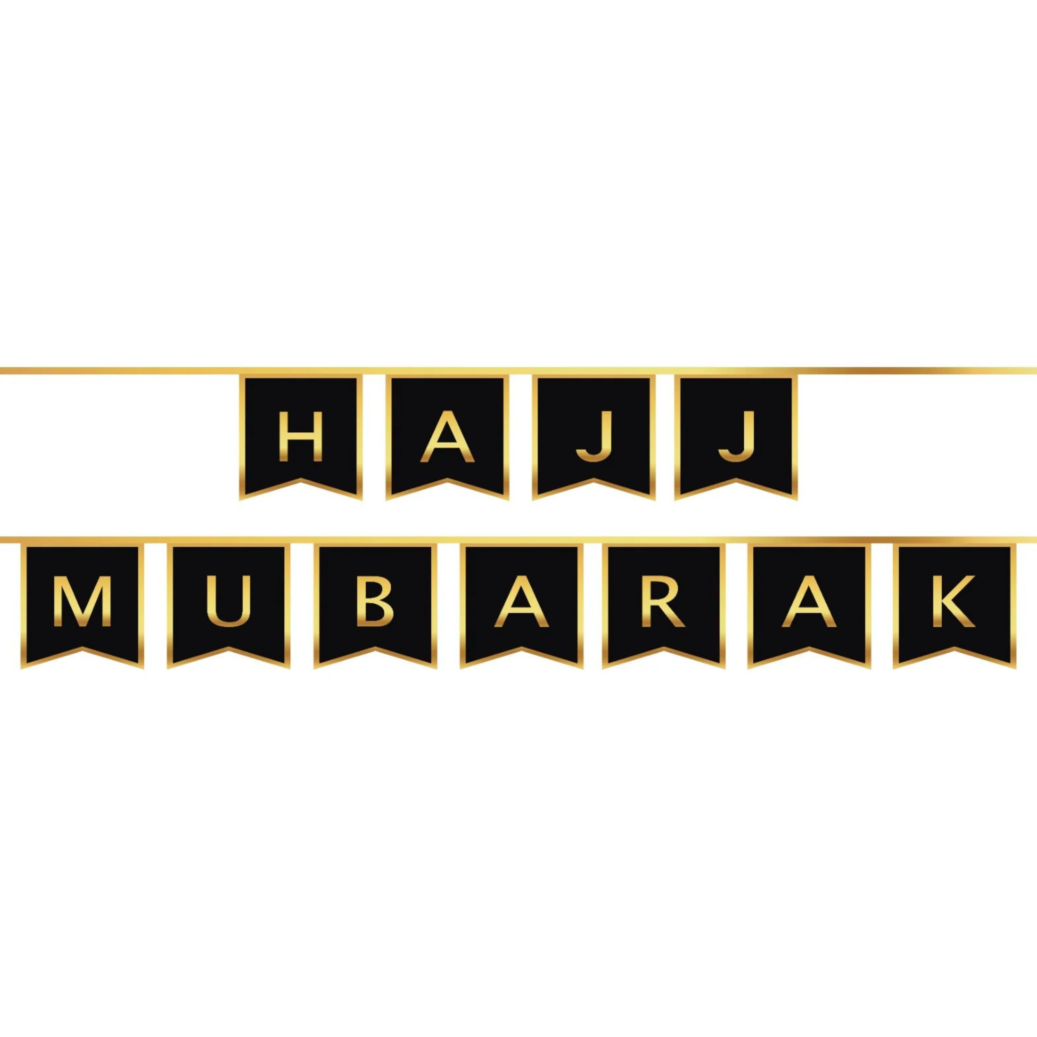 Hajj Mubarak Letter Bunting Gold Foil