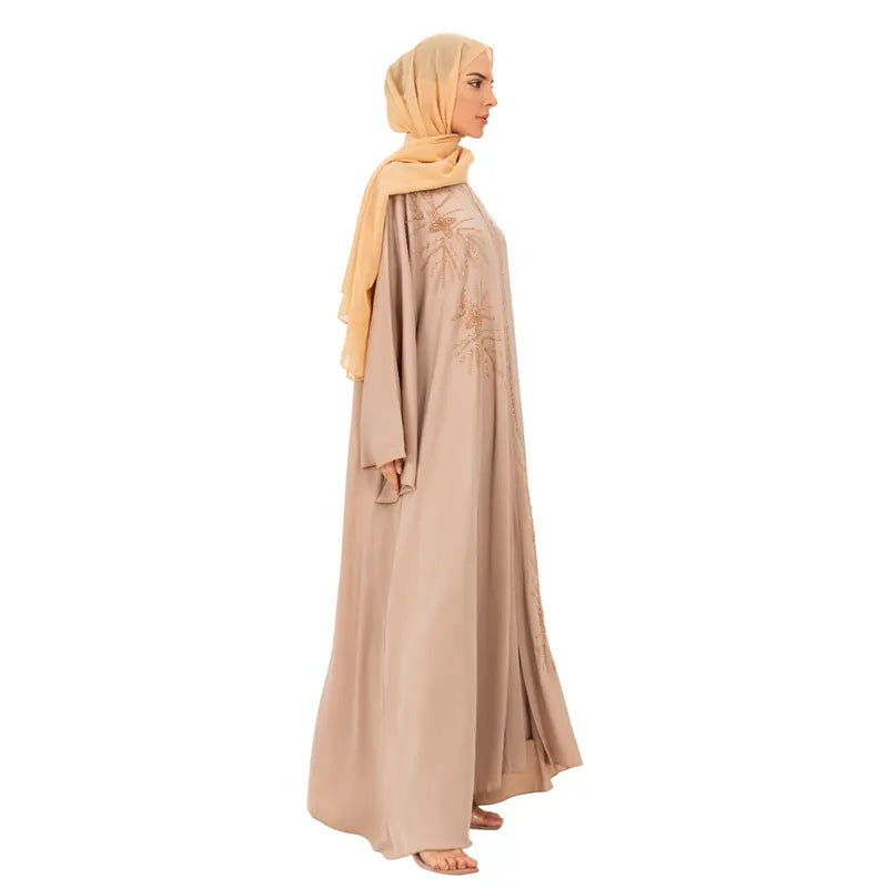 Timeless Stone Gold Buttoned Abaya
