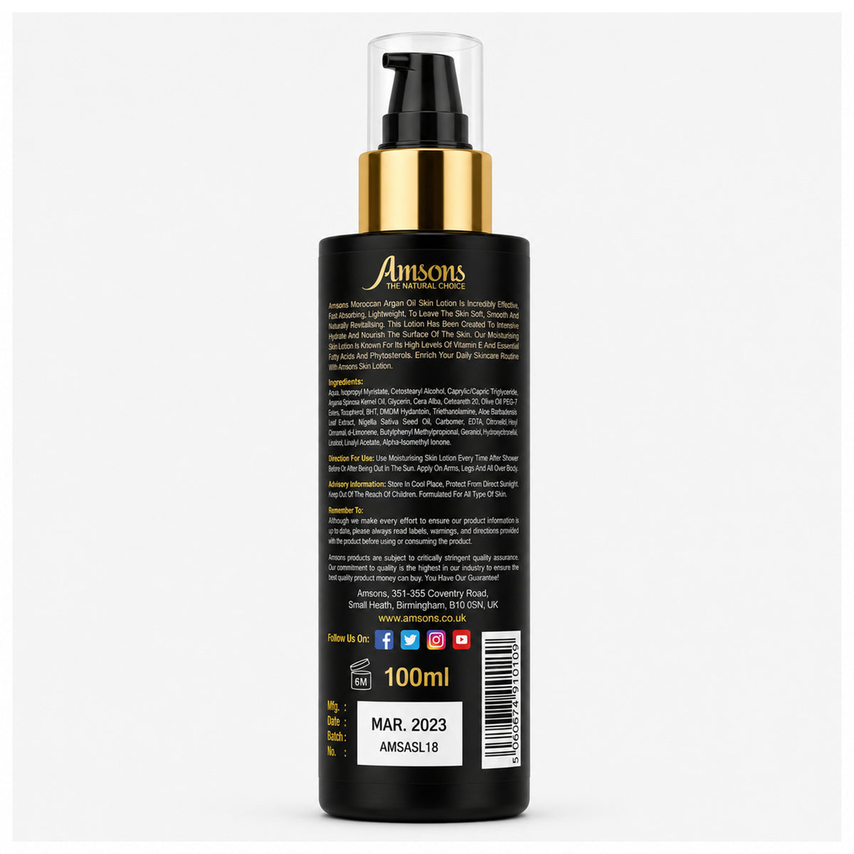 Argan Oil Moisturising Skin Lotion 100ml
